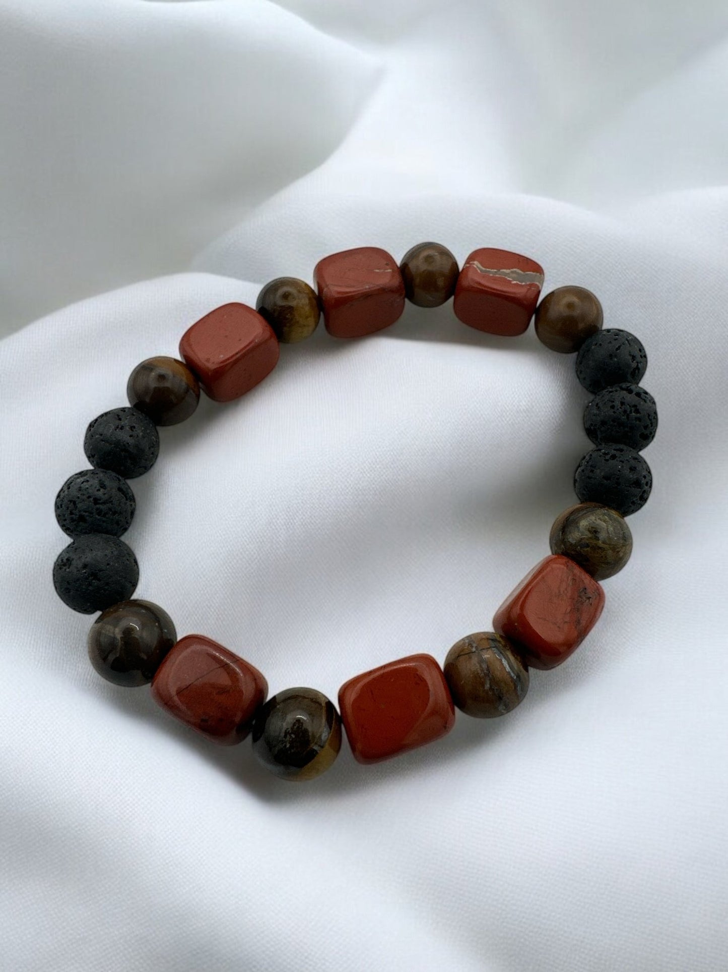 Handmade Beaded Bracelet Set – Lava, Tiger Eye, Amethyst & Aventurine - Fatisha Boutique