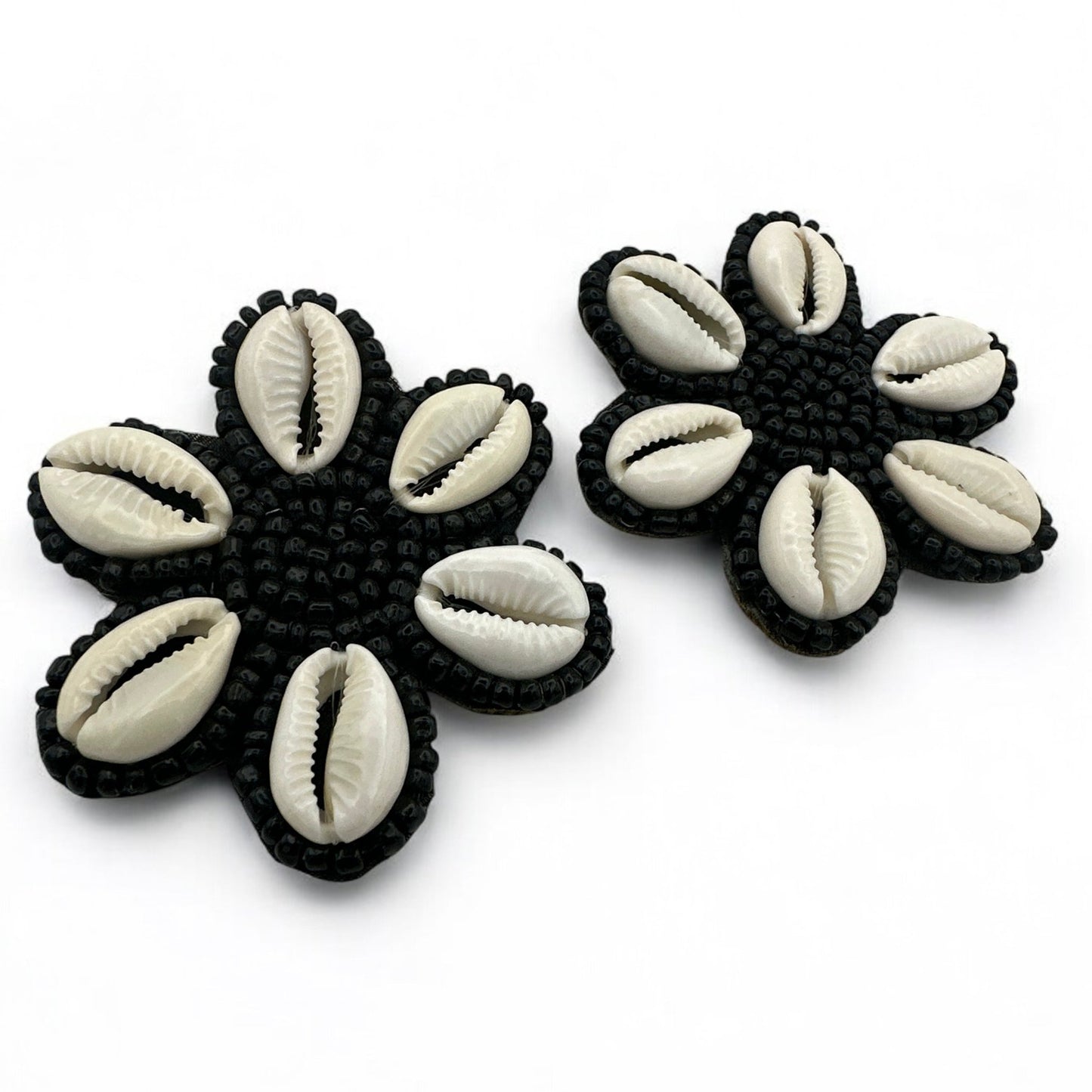 Handmade Cowrie Shell Beaded Earrings - Floral Statement Design - Fatisha Boutique