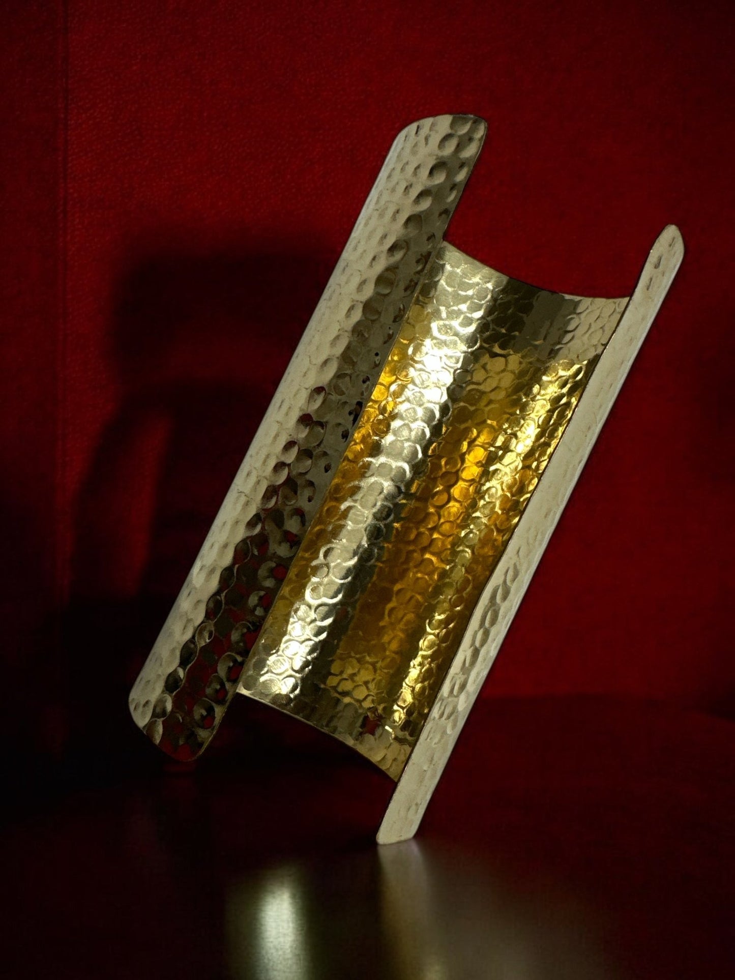 Handmade Hammered Brass Cuff Bracelet - Bold Statement Bangle - Fatisha Boutique