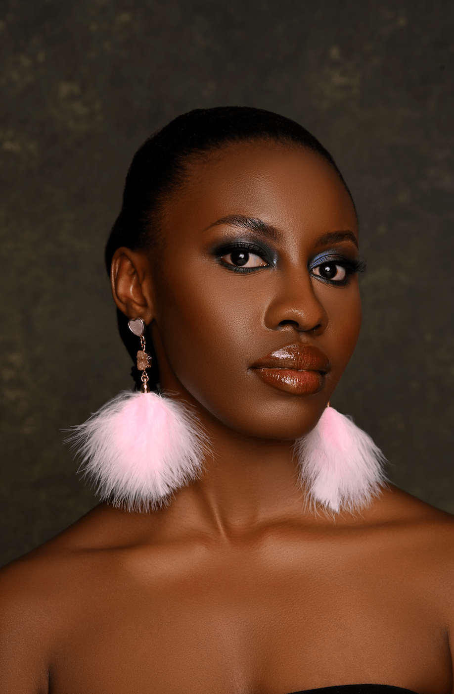 Heart Drop Earrings with Fluffy Pom Pom – Cute & Fun Statement Jewellery - Fatisha Boutique