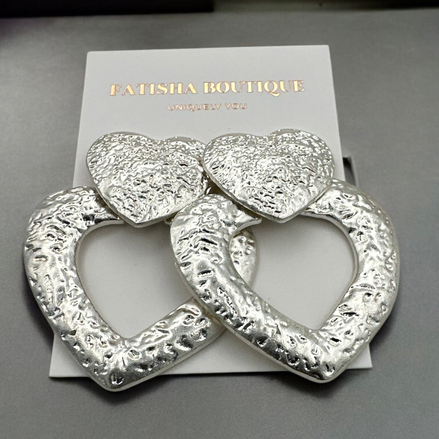 Heart Shaped Metal Stud Drop Earrings - Fatisha Boutique