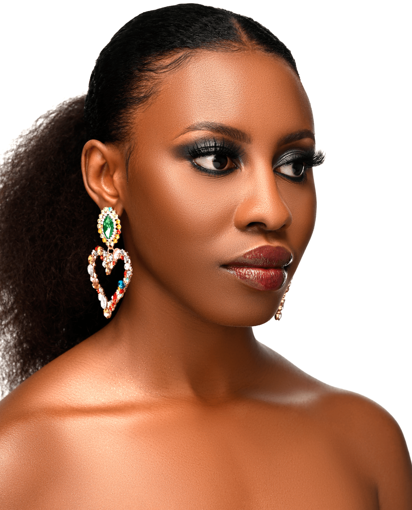 Heart Shaped Rhinestone Sparkle Statement Dangle Earrings - Fatisha Boutique
