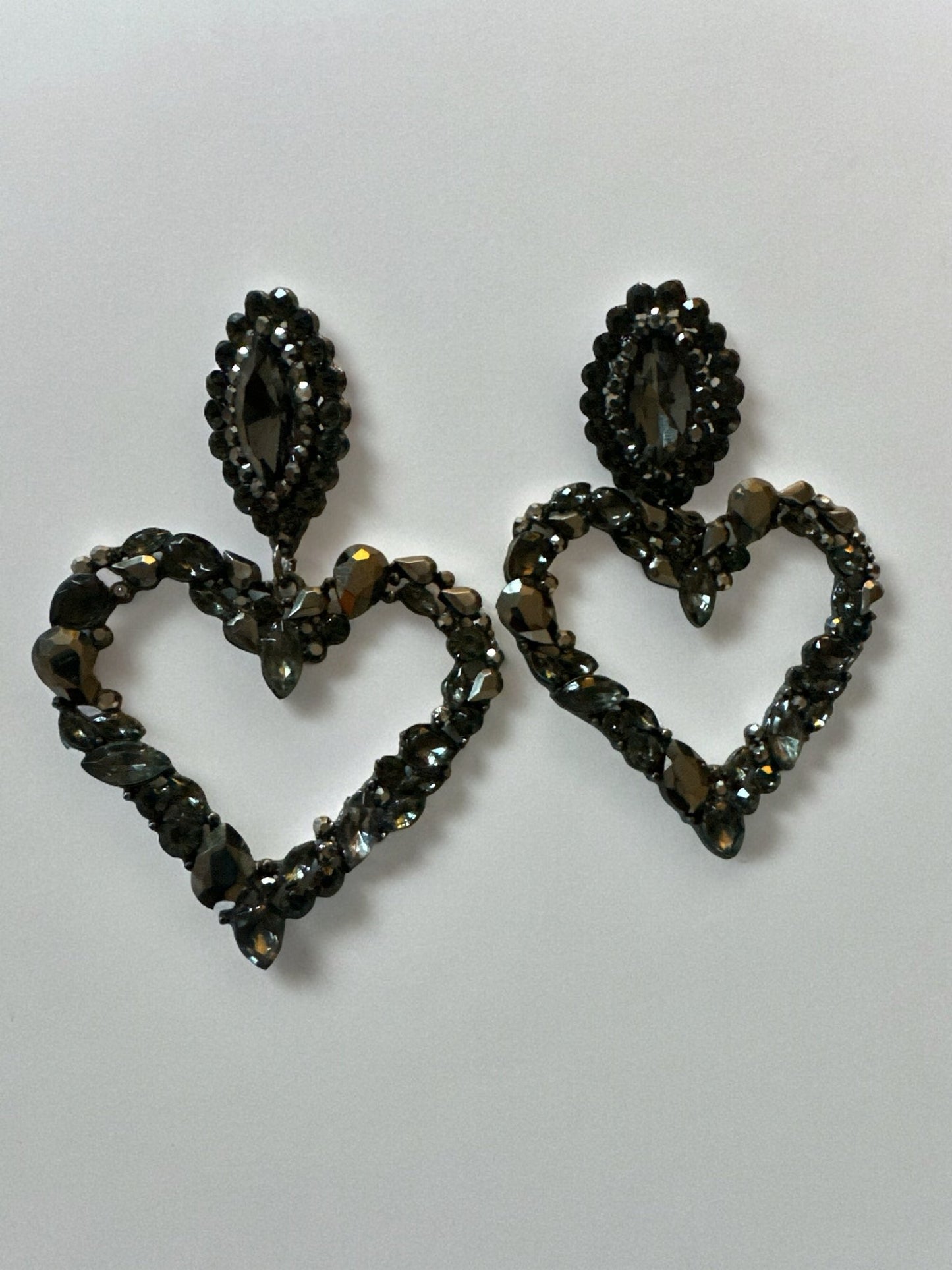 Heart Shaped Rhinestone Sparkle Statement Dangle Earrings - Fatisha Boutique