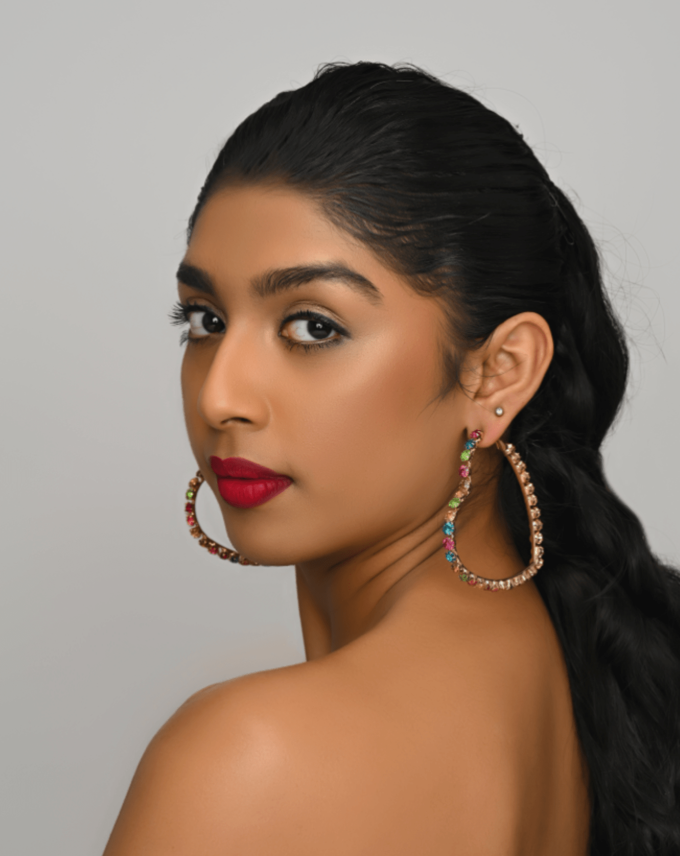 Heart Shaped Rhinestone Statement Hoop Earrings - Fatisha Boutique