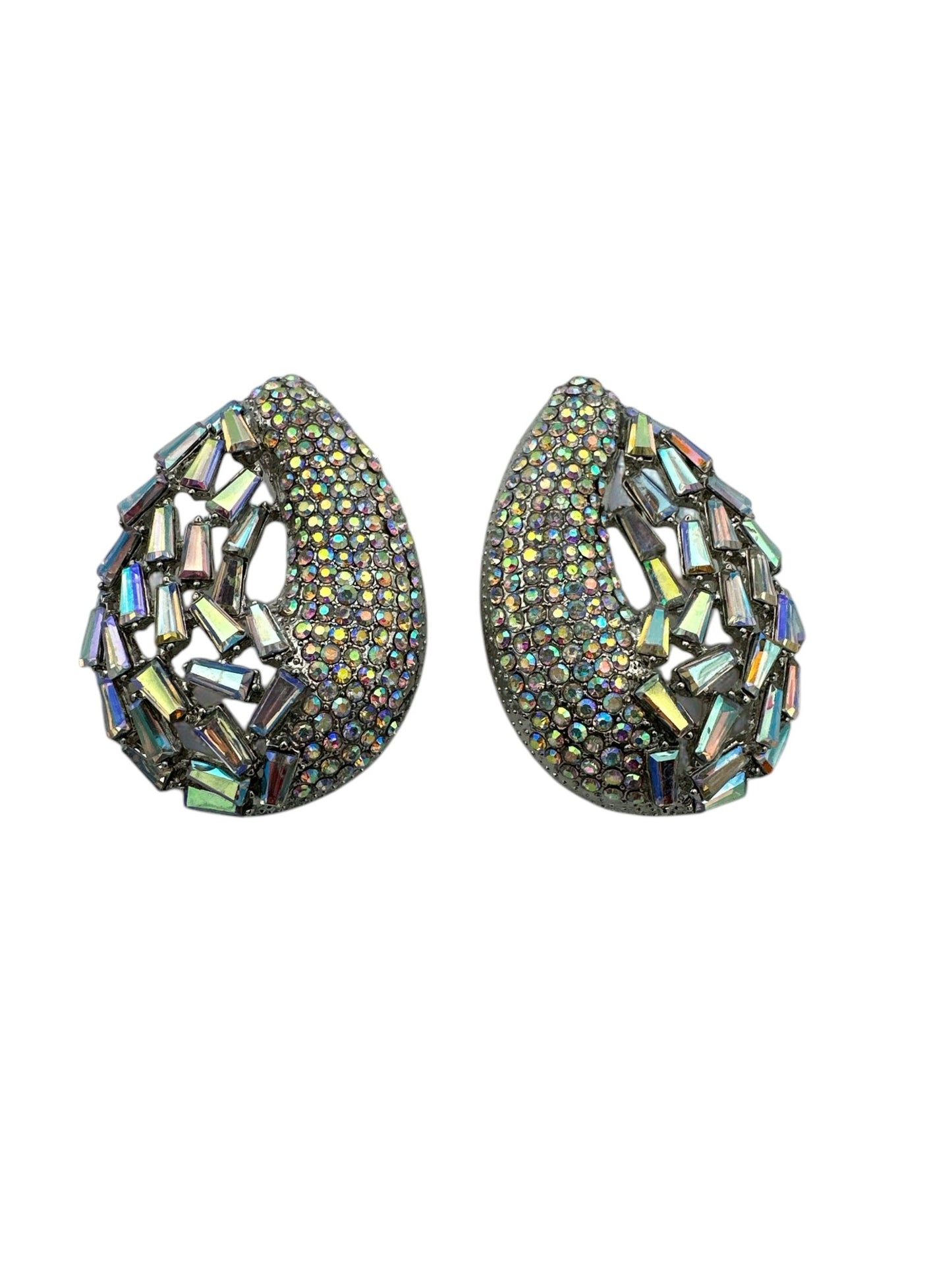 Iridescent Rhinestone Teardrop Statement Earrings - Fatisha Boutique