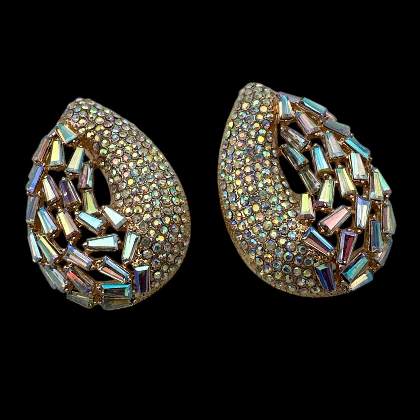 Iridescent Rhinestone Teardrop Statement Earrings - Fatisha Boutique