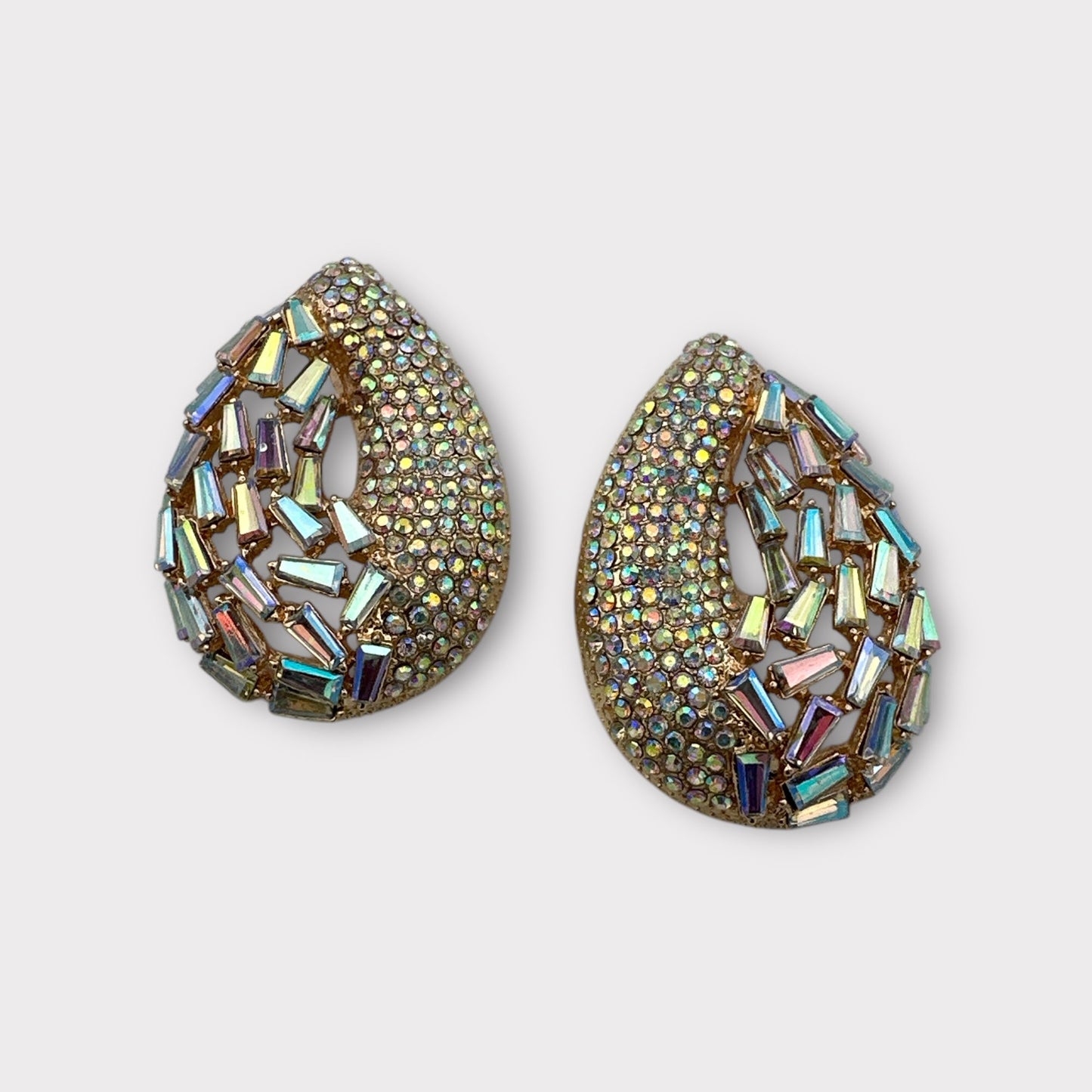 Iridescent Rhinestone Teardrop Statement Earrings - Fatisha Boutique