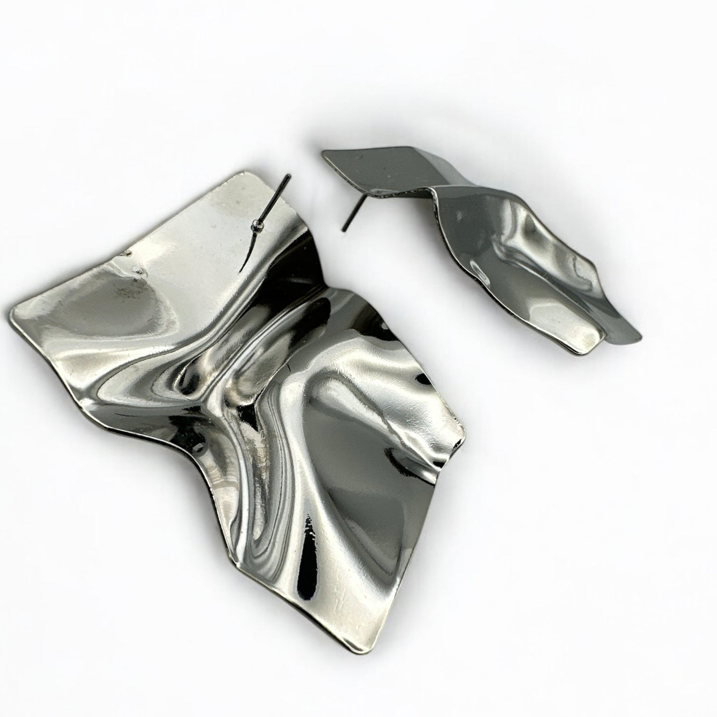 Irregular Square Metal Stud Earrings – Bold Abstract Statement Jewelry in Silver & Gold - Fatisha Boutique
