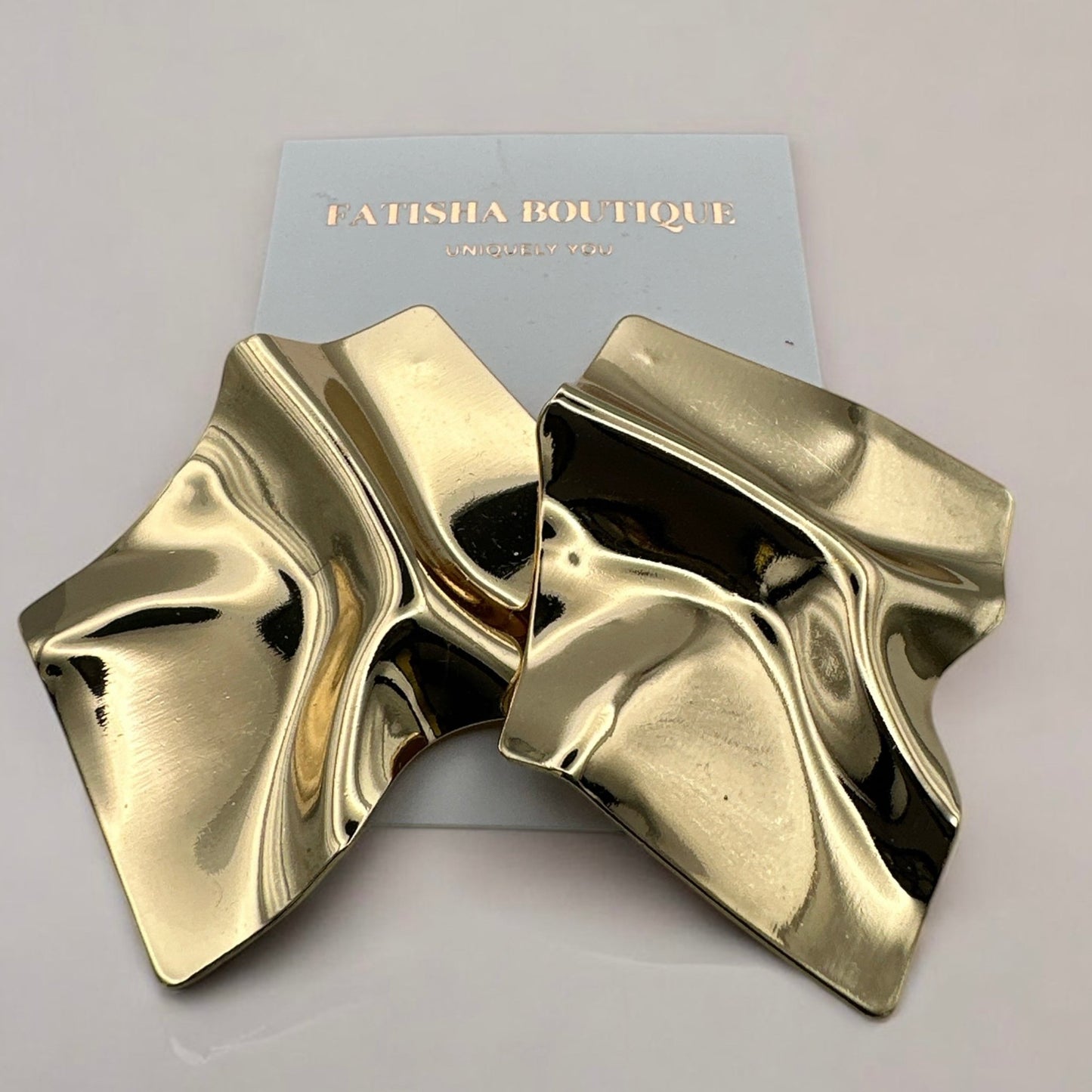 Irregular Square Metal Stud Earrings – Bold Abstract Statement Jewelry in Silver & Gold - Fatisha Boutique