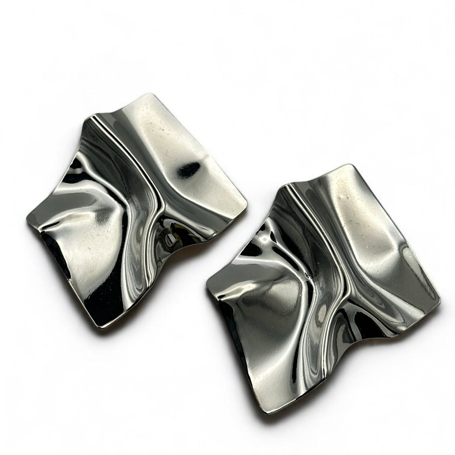 Irregular Square Metal Stud Earrings – Bold Abstract Statement Jewelry in Silver & Gold - Fatisha Boutique