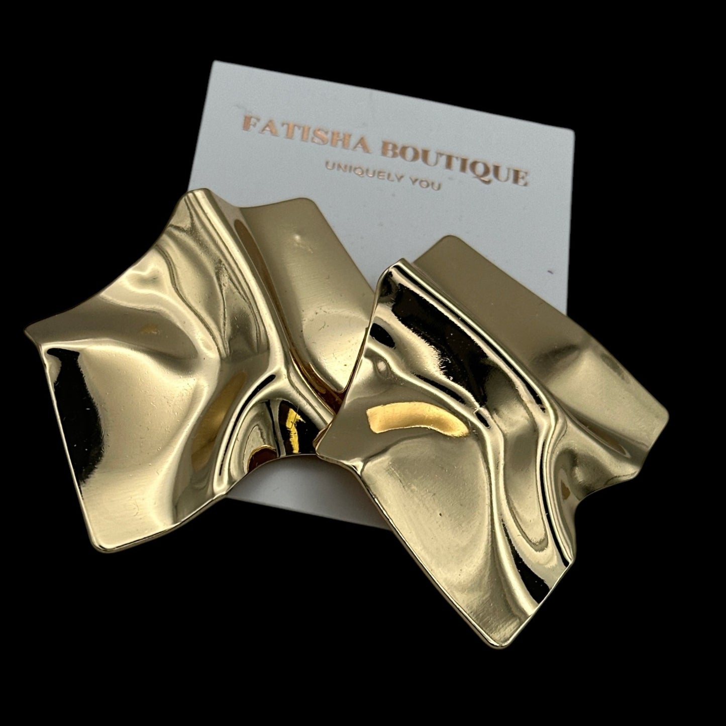 Irregular Square Metal Stud Earrings – Bold Abstract Statement Jewelry in Silver & Gold - Fatisha Boutique