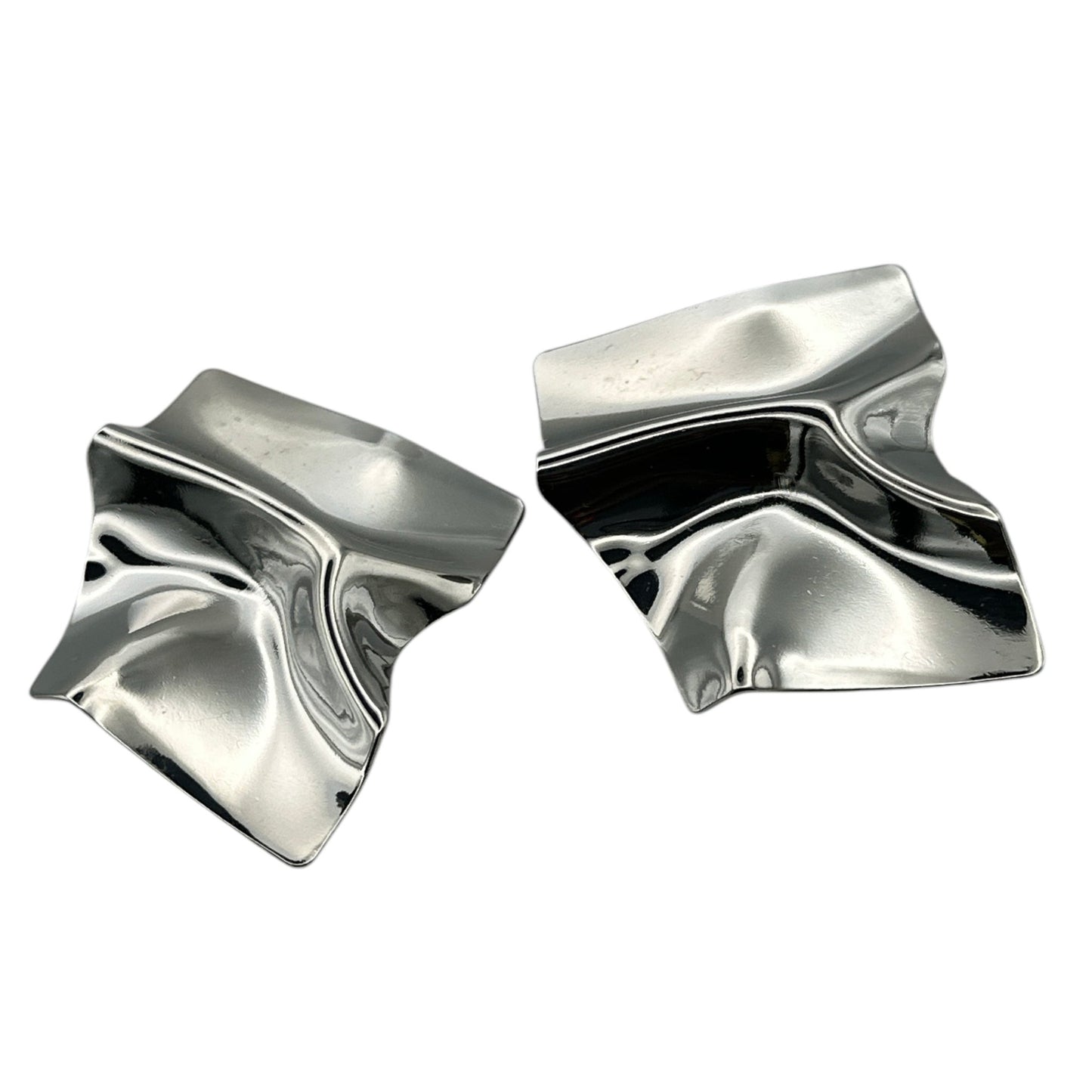 Irregular Square Metal Stud Earrings – Bold Abstract Statement Jewelry in Silver & Gold - Fatisha Boutique