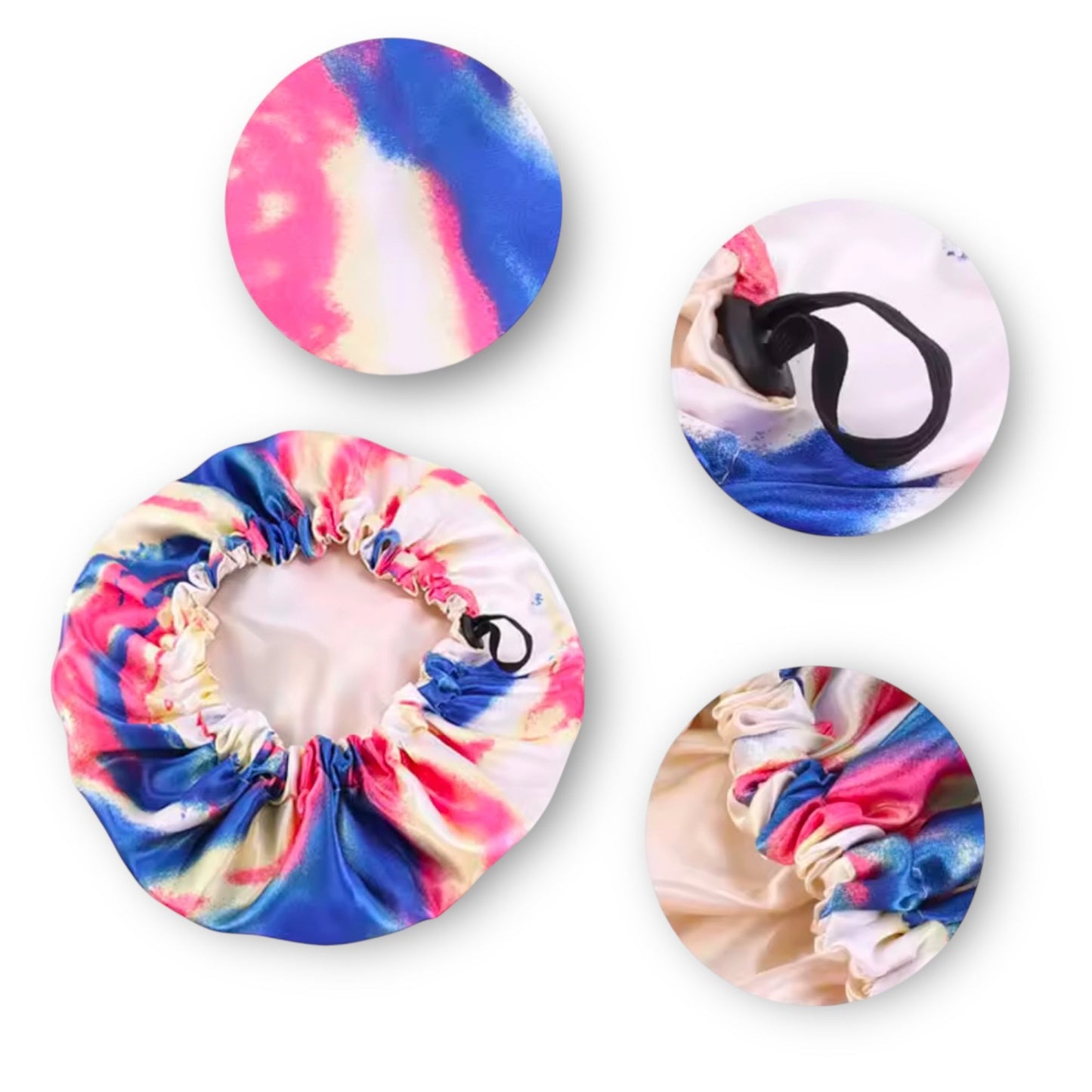 Kids Adjustable Double - Layered Reversible Satin Silk Bonnet Cap | Tie - Dye Sleep Cap | Hair Protection - Fatisha Boutique