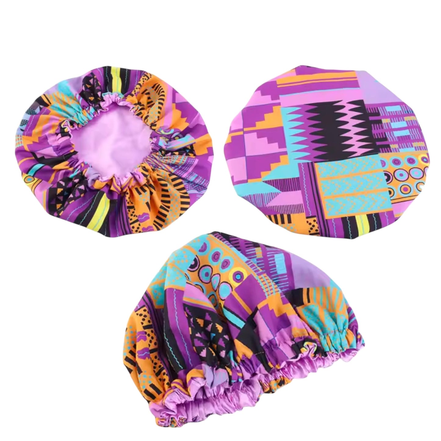 Kids Reversible Satin Bonnet Caps - African Ankara Print (Multiple Designs) - Fatisha Boutique