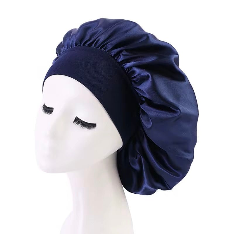 Large Band Satin Silk Single Layered Luxury Bonnet Caps – Stylish Hair Protection for Braids, Locs, and Long Hair - Fatisha Boutique