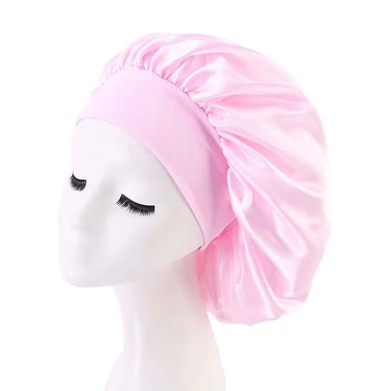Large Band Satin Silk Single Layered Luxury Bonnet Caps – Stylish Hair Protection for Braids, Locs, and Long Hair - Fatisha Boutique