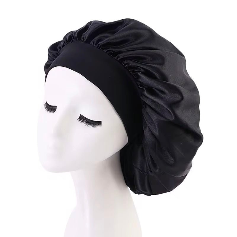 Large Band Satin Silk Single Layered Luxury Bonnet Caps – Stylish Hair Protection for Braids, Locs, and Long Hair - Fatisha Boutique