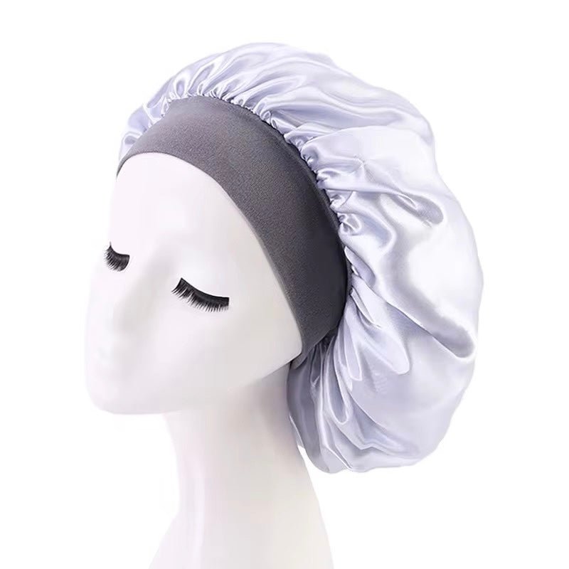 Large Band Satin Silk Single Layered Luxury Bonnet Caps – Stylish Hair Protection for Braids, Locs, and Long Hair - Fatisha Boutique