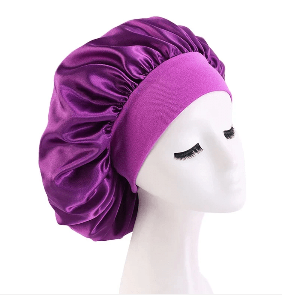 Large Band Satin Silk Single Layered Luxury Bonnet Caps – Stylish Hair Protection for Braids, Locs, and Long Hair - Fatisha Boutique