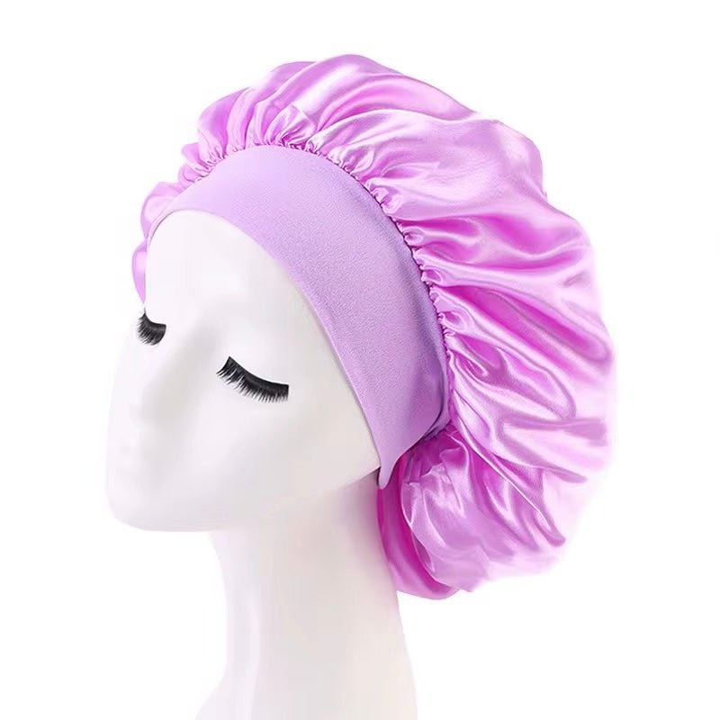 Large Band Satin Silk Single Layered Luxury Bonnet Caps – Stylish Hair Protection for Braids, Locs, and Long Hair - Fatisha Boutique