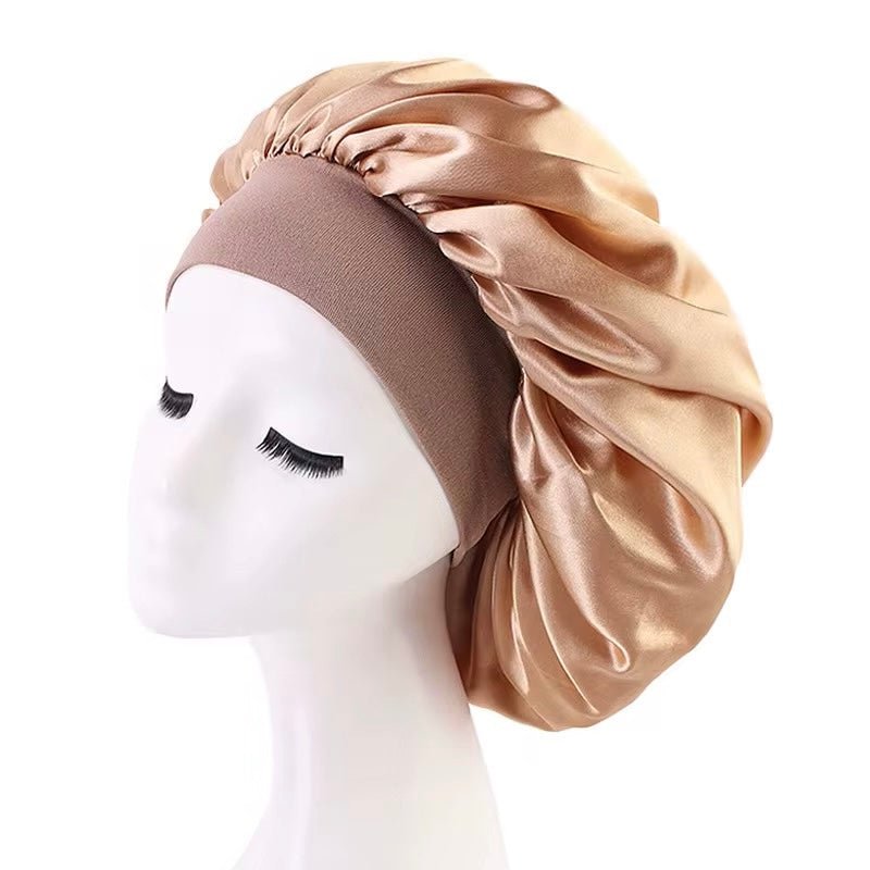 Large Band Satin Silk Single Layered Luxury Bonnet Caps – Stylish Hair Protection for Braids, Locs, and Long Hair - Fatisha Boutique