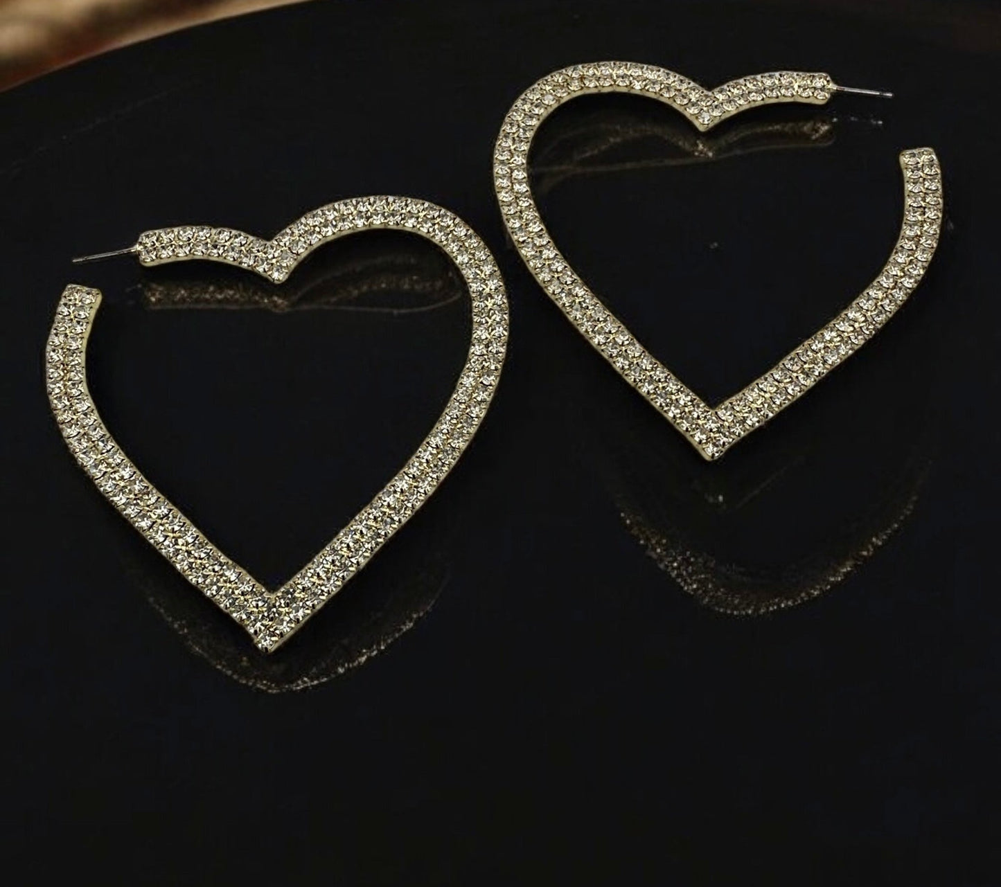 Large Heart - Shaped Rhinestone Hoop Earrings – Bold Sparkling Statement Jewelry for Women - Fatisha Boutique
