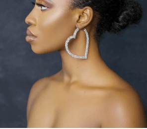 Large Heart - Shaped Rhinestone Hoop Earrings – Bold Sparkling Statement Jewelry for Women - Fatisha Boutique