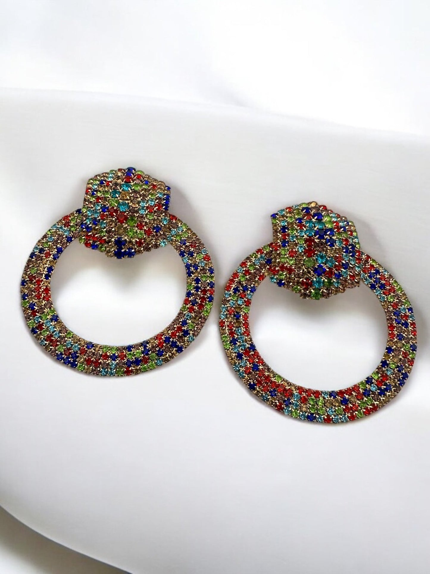 Large Luxury Crystal Rhinestone Statement Earrings |Bold Glamorous Sparkling Earrings - Fatisha Boutique