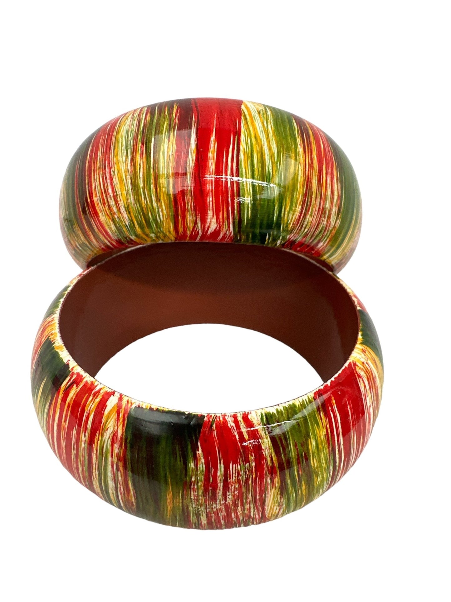 Large Size Hand Painted Multicoloured Wooden Bangle - Fatisha Boutique