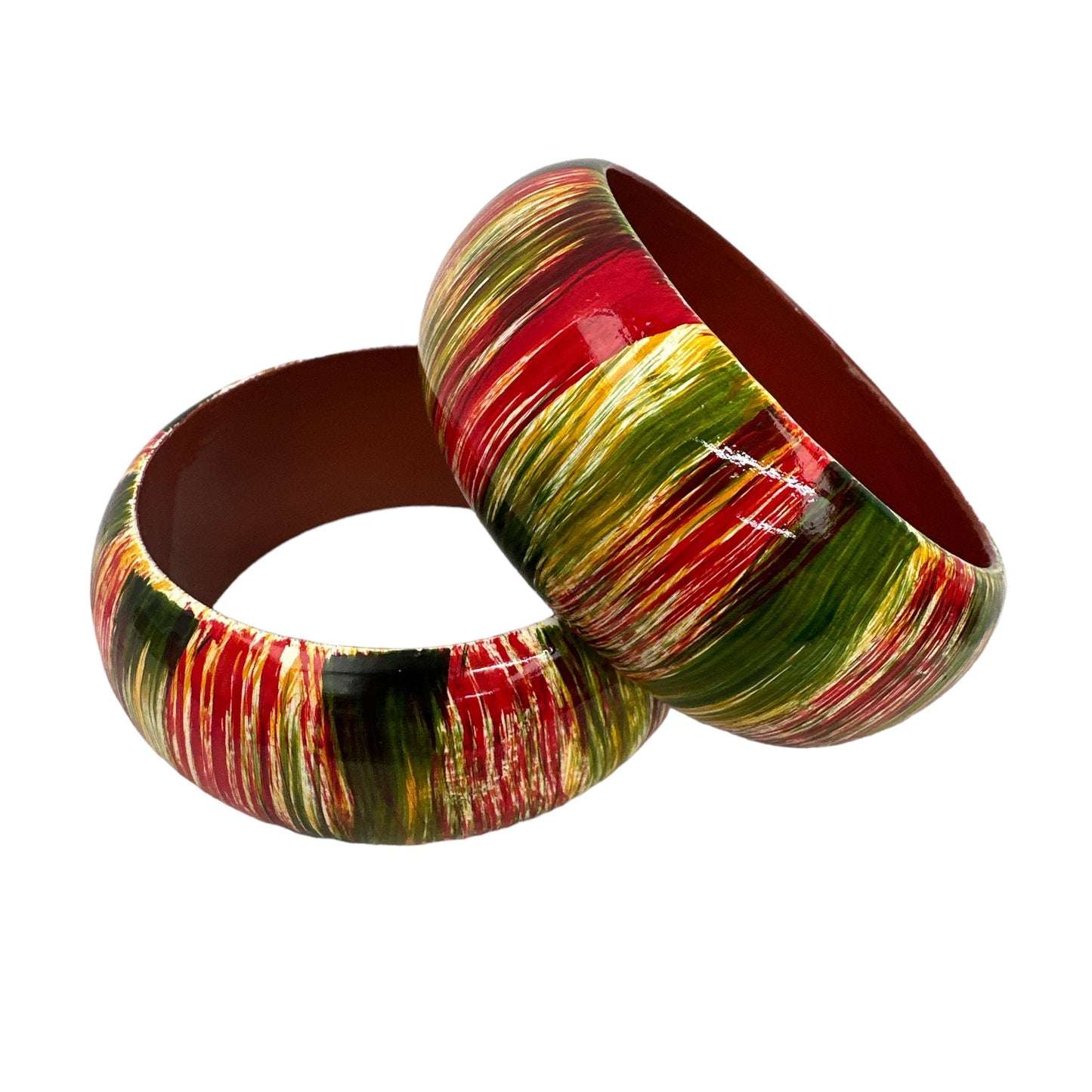 Large Size Hand Painted Multicoloured Wooden Bangle - Fatisha Boutique