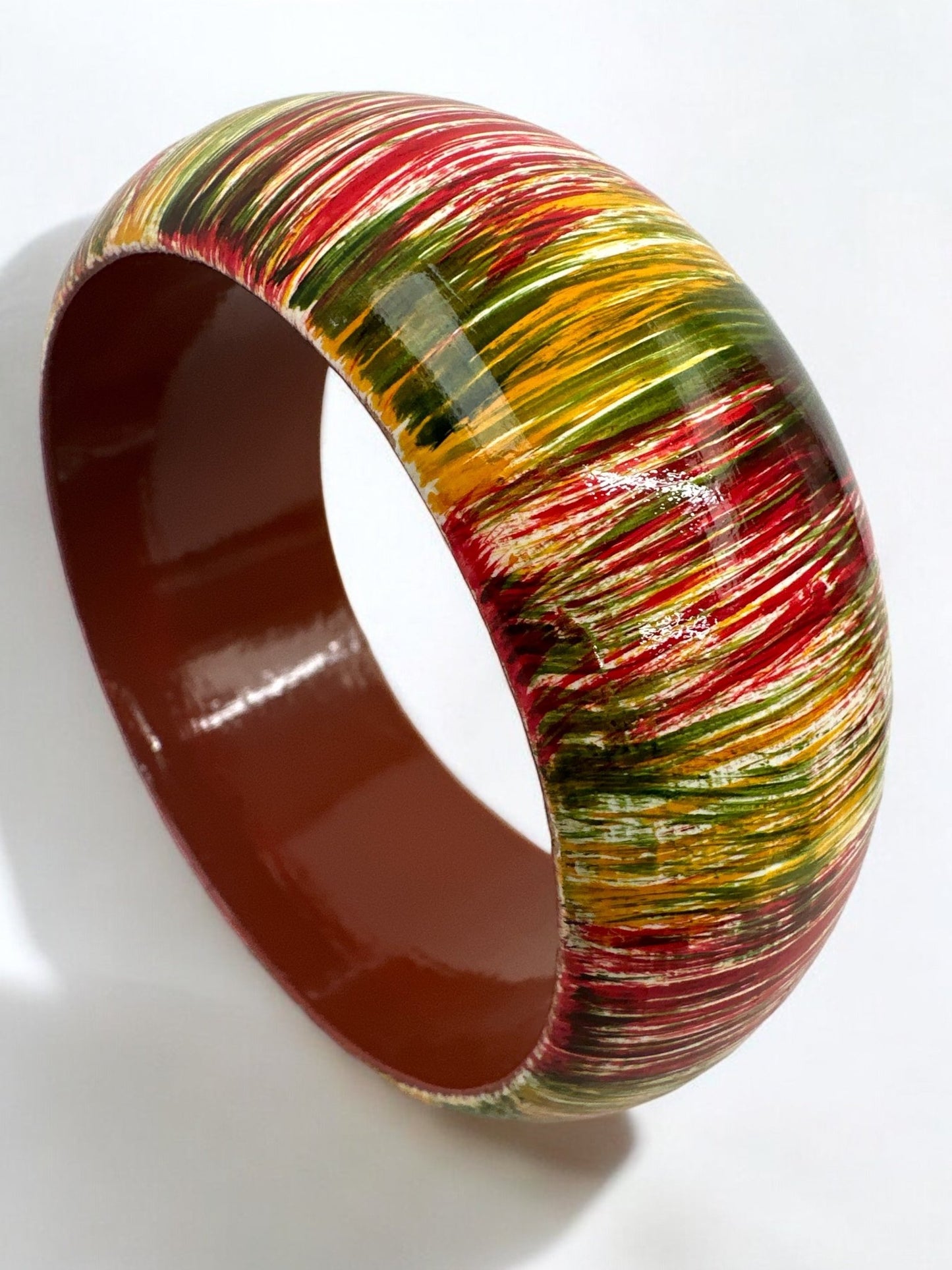 Large Size Hand Painted Multicoloured Wooden Bangle - Fatisha Boutique