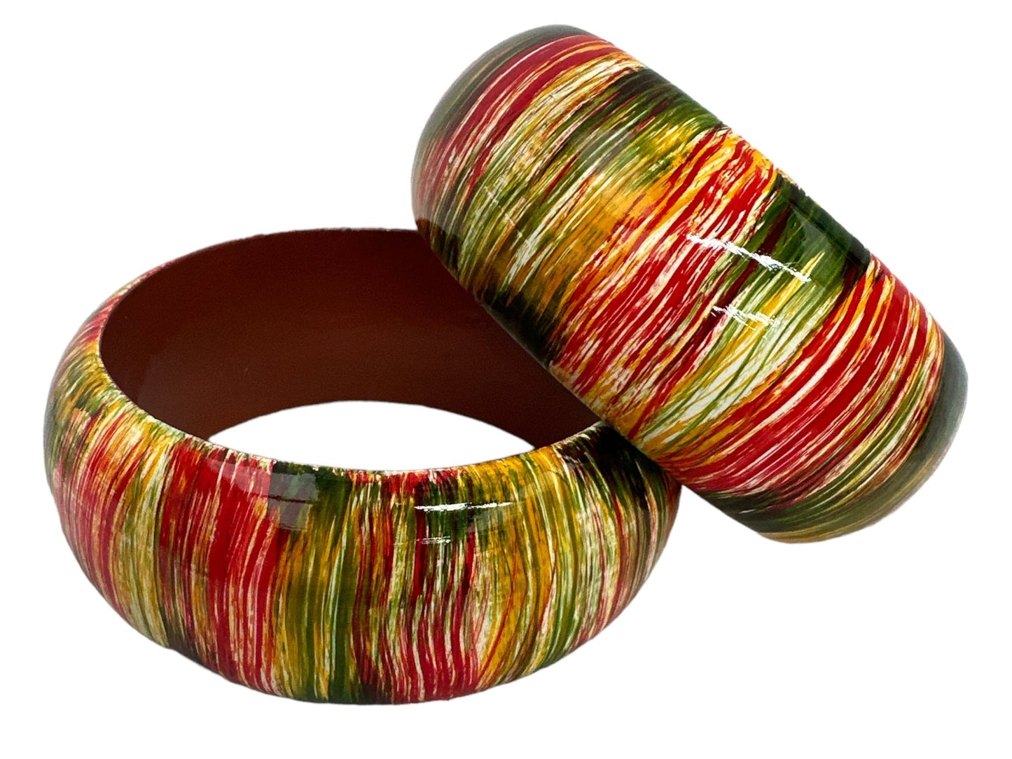 Large Size Hand Painted Multicoloured Wooden Bangle - Fatisha Boutique