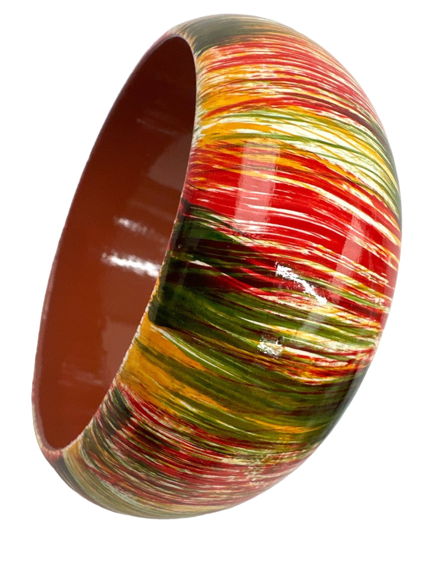 Large Size Hand Painted Multicoloured Wooden Bangle - Fatisha Boutique