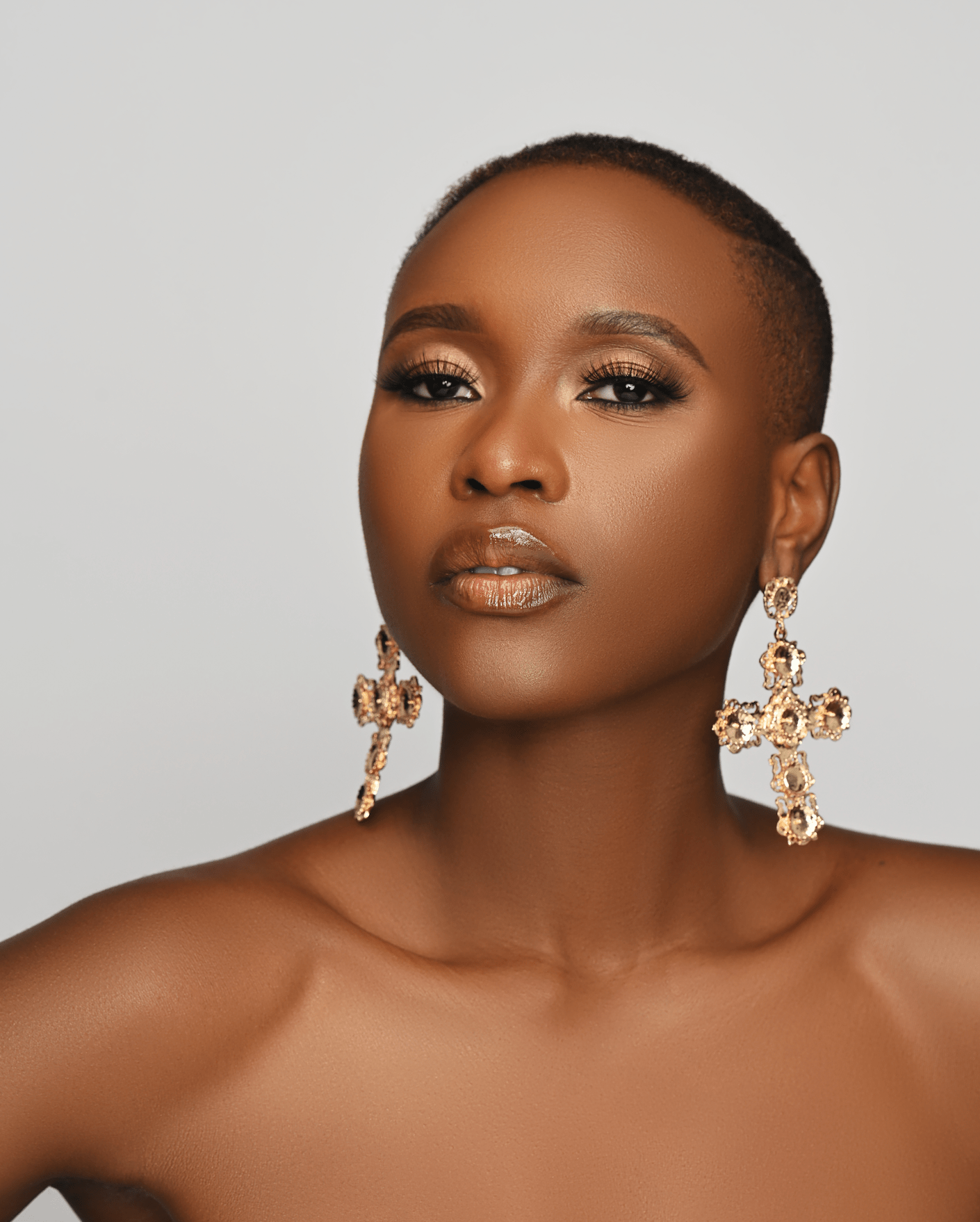 Large Statement Luxury Cross Dangle Stud Earrings - Fatisha Boutique