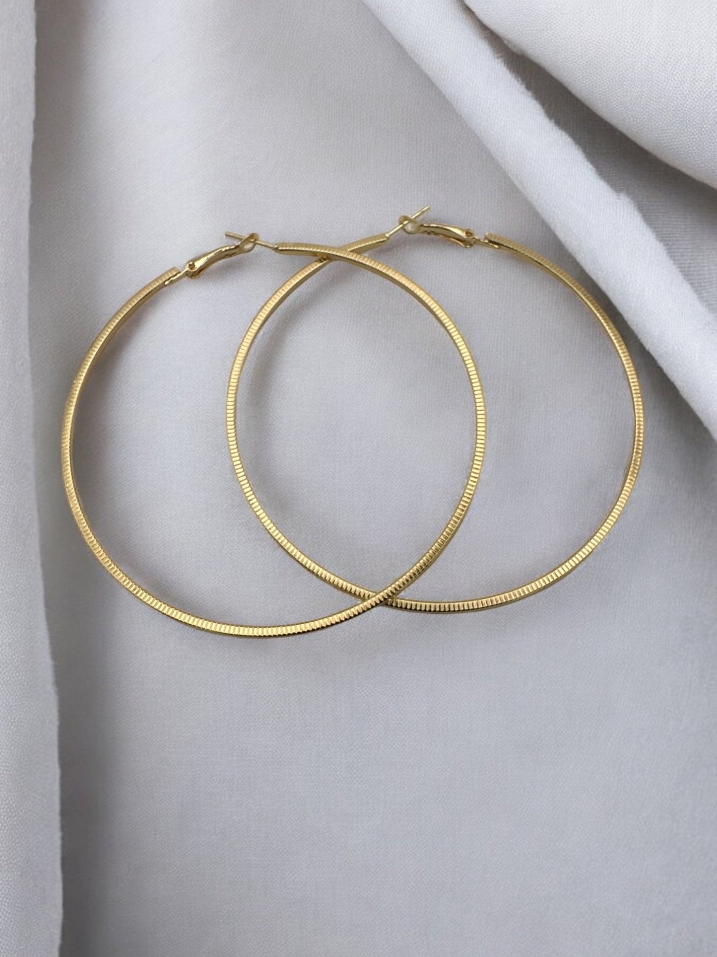 Lightweight 8cm Gold Hoop Earrings - Fatisha Boutique