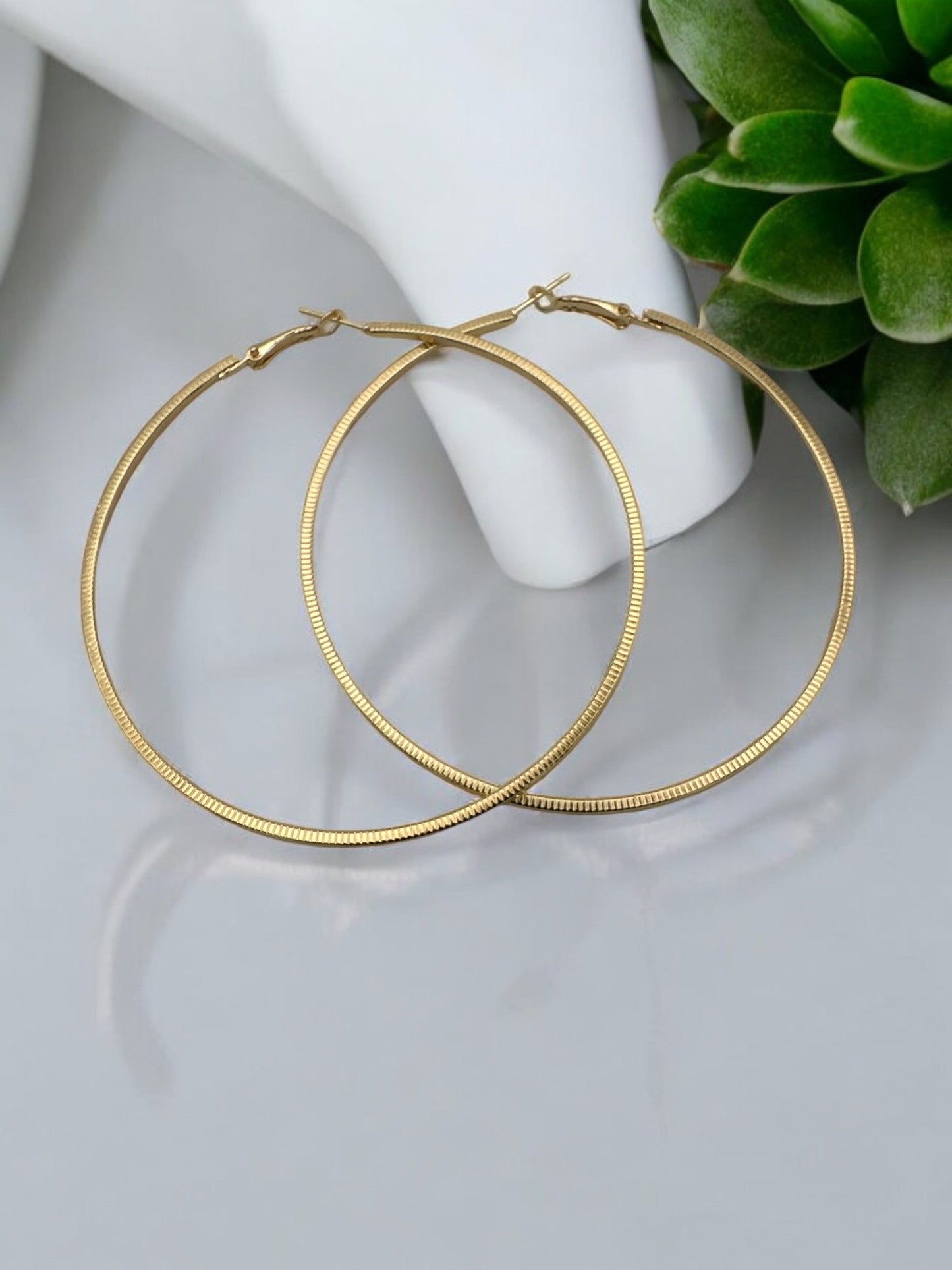 Lightweight 8cm Gold Hoop Earrings - Fatisha Boutique