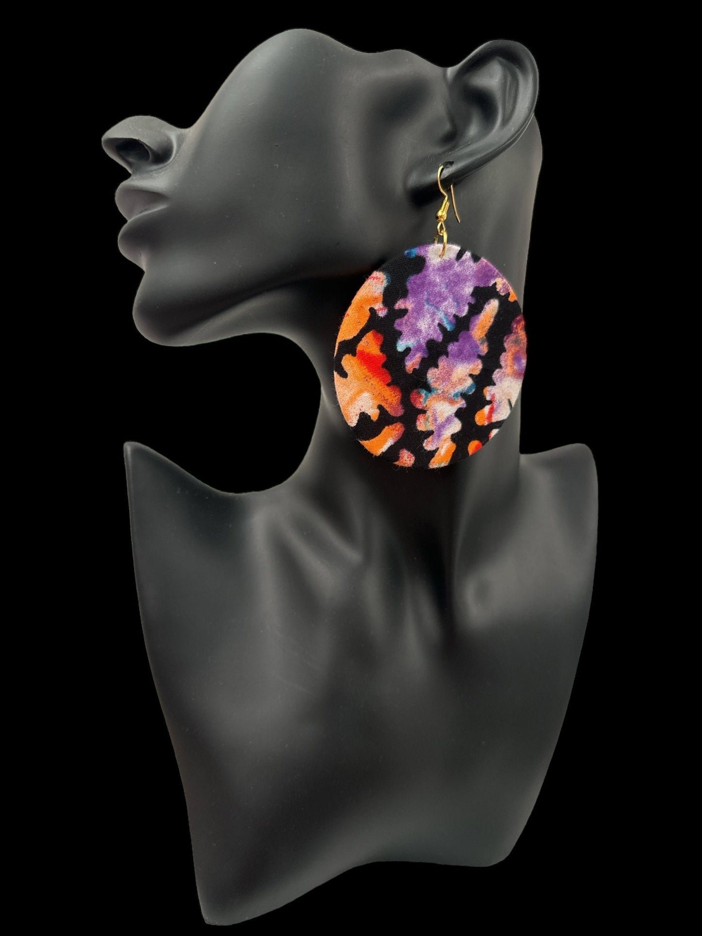 Lightweight African Printed Ankara Fabric Round Dangle Earrings - Fatisha Boutique