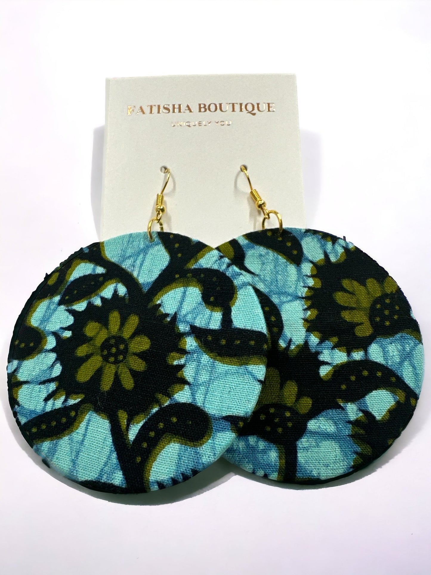 Lightweight African Printed Ankara Fabric Round Dangle Earrings - Fatisha Boutique