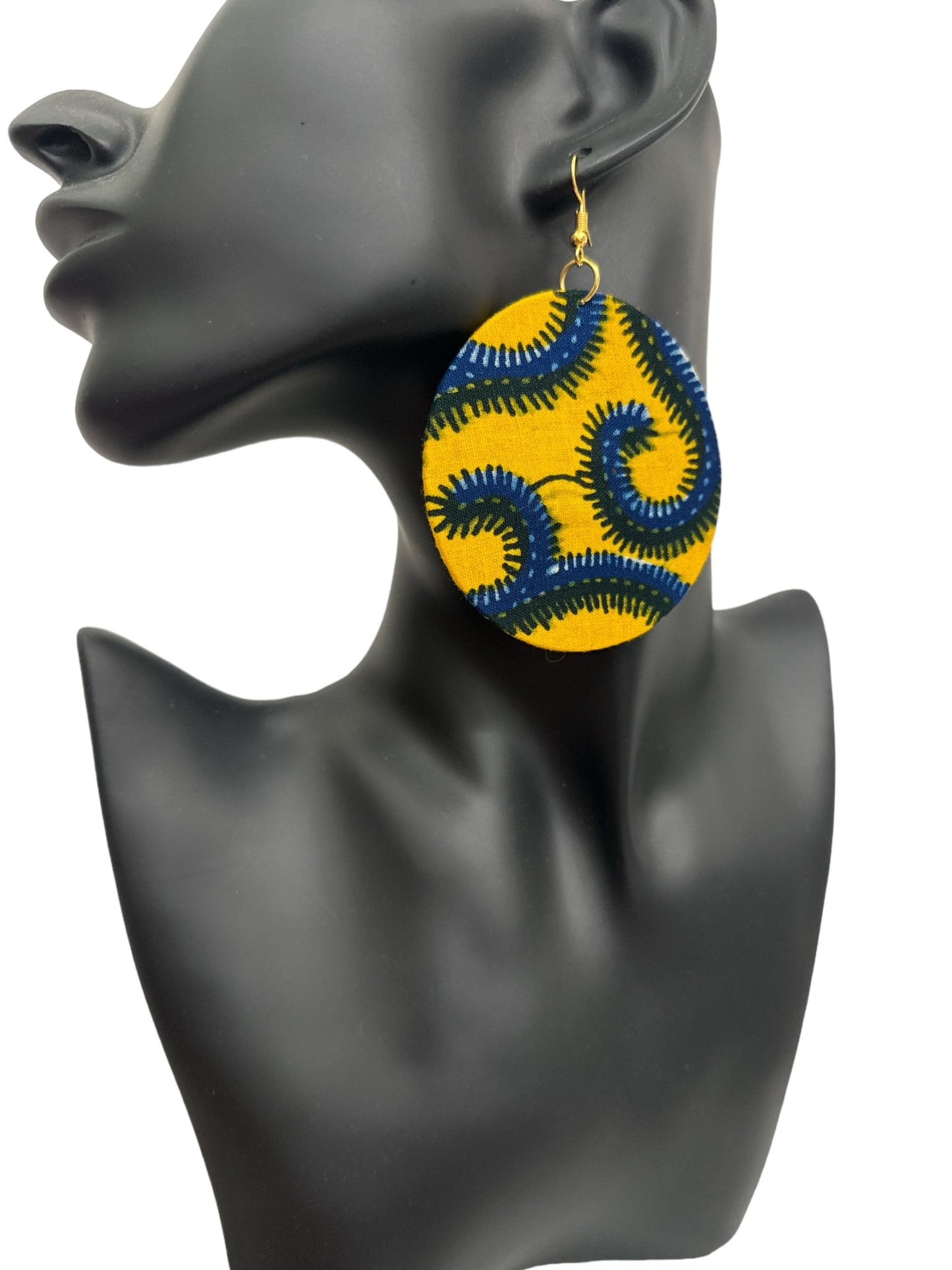 Lightweight African Printed Ankara Fabric Round Dangle Earrings - Fatisha Boutique