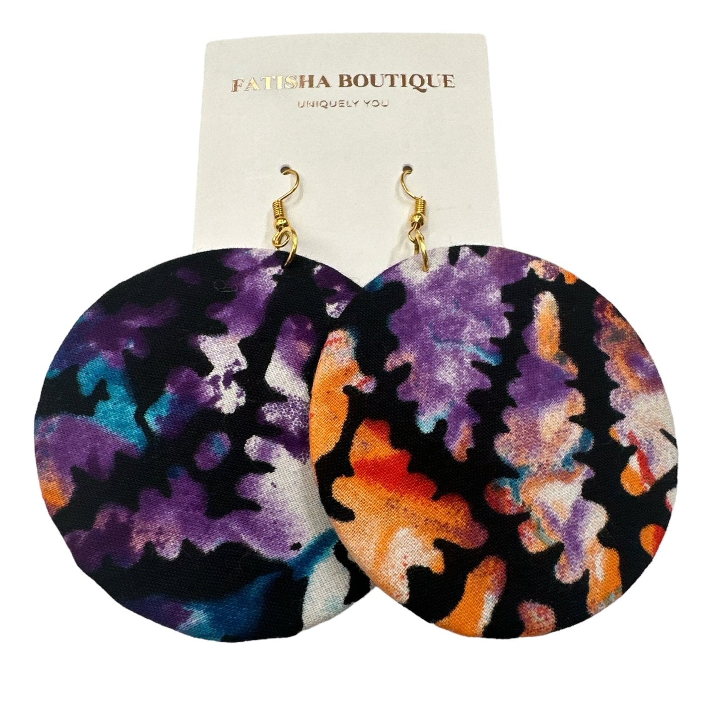 Lightweight African Printed Ankara Fabric Round Dangle Earrings - Fatisha Boutique