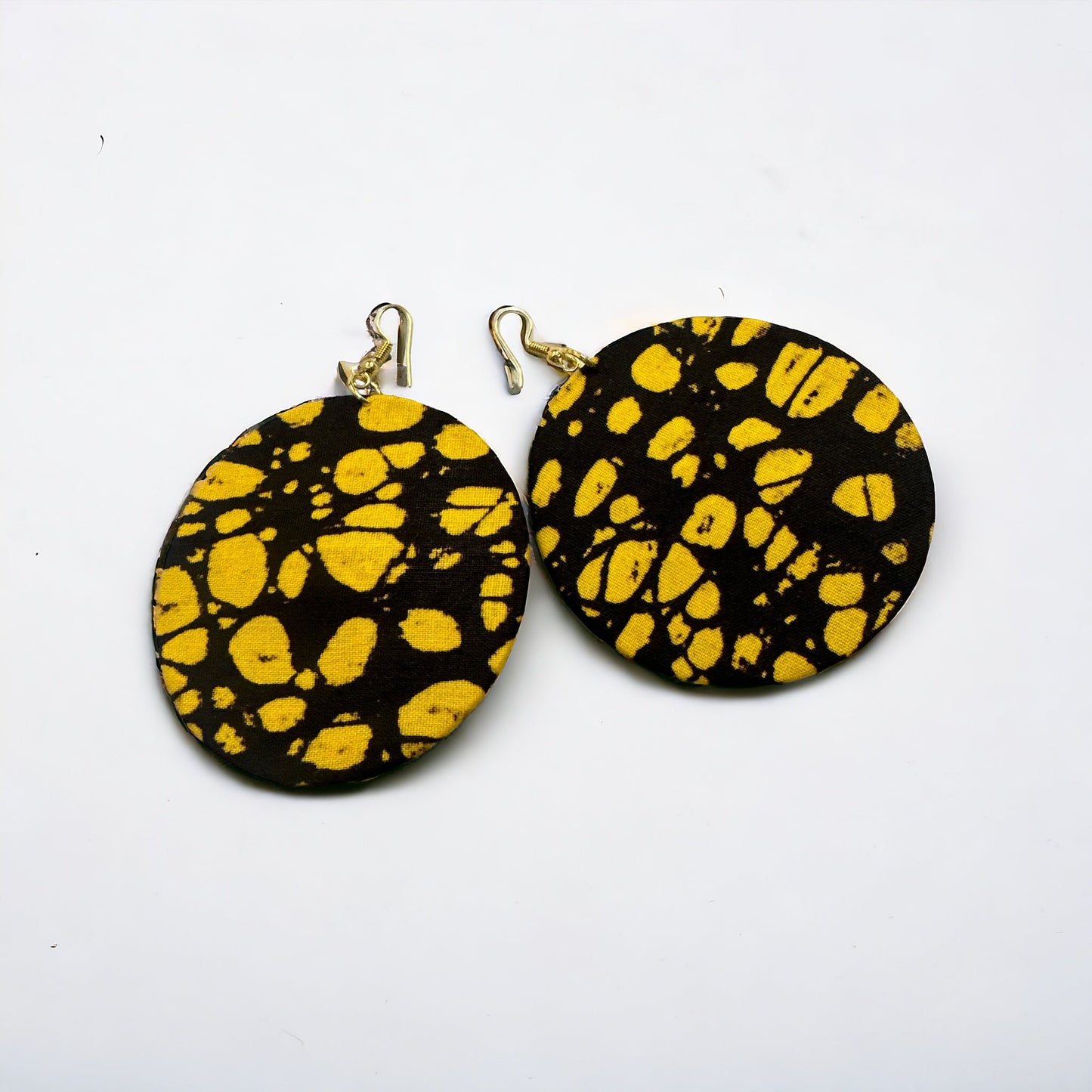 Lightweight African Printed Ankara Fabric Round Dangle Earrings - Fatisha Boutique
