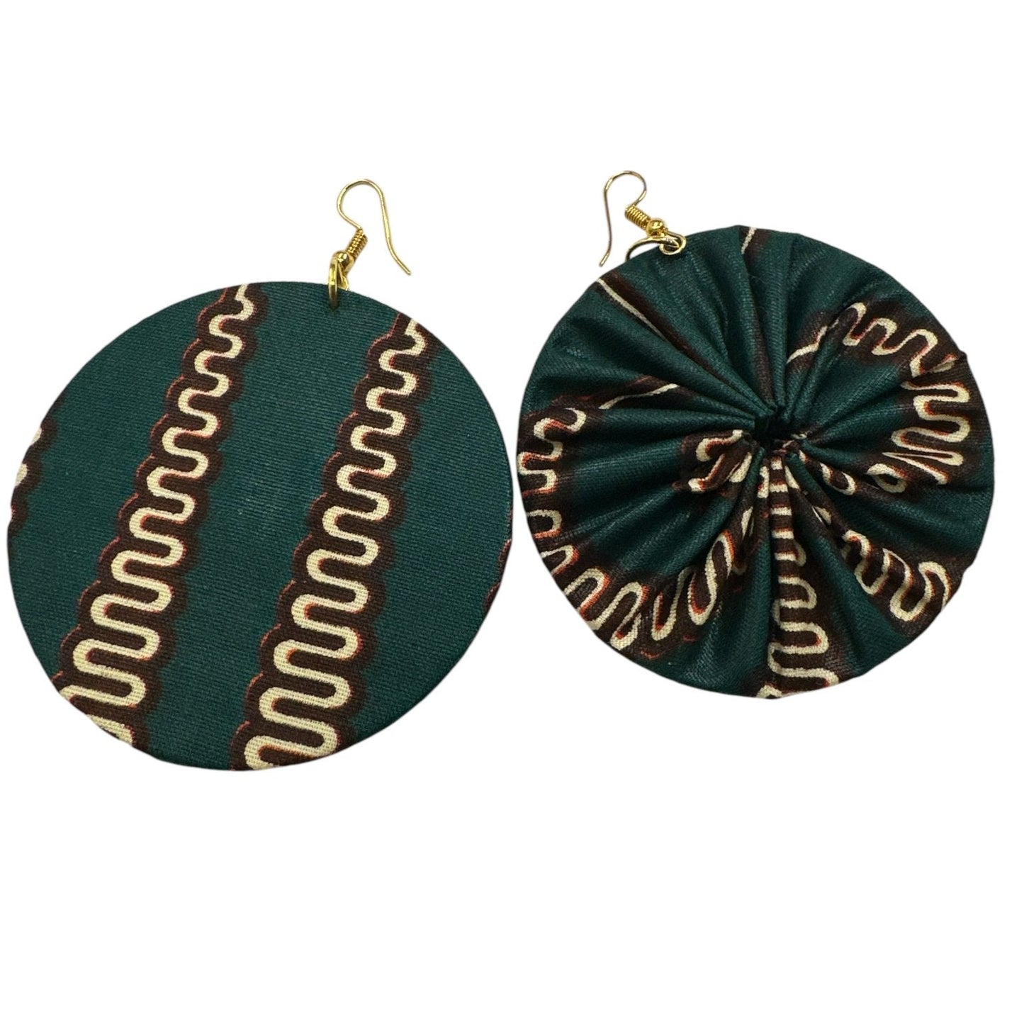 Lightweight African Printed Ankara Fabric Round Dangle Earrings - Fatisha Boutique