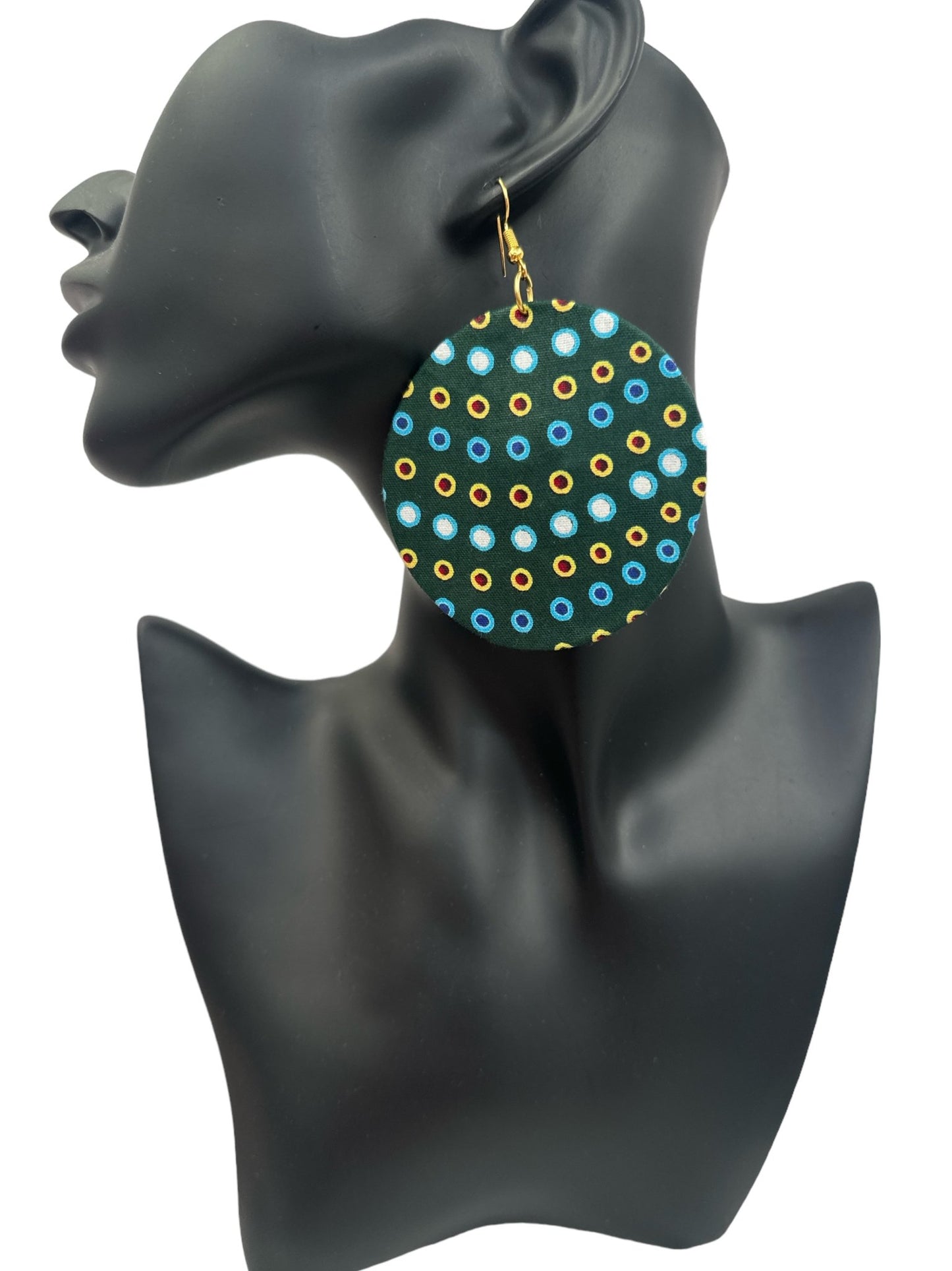 Lightweight African Printed Ankara Fabric Round Dangle Earrings - Fatisha Boutique
