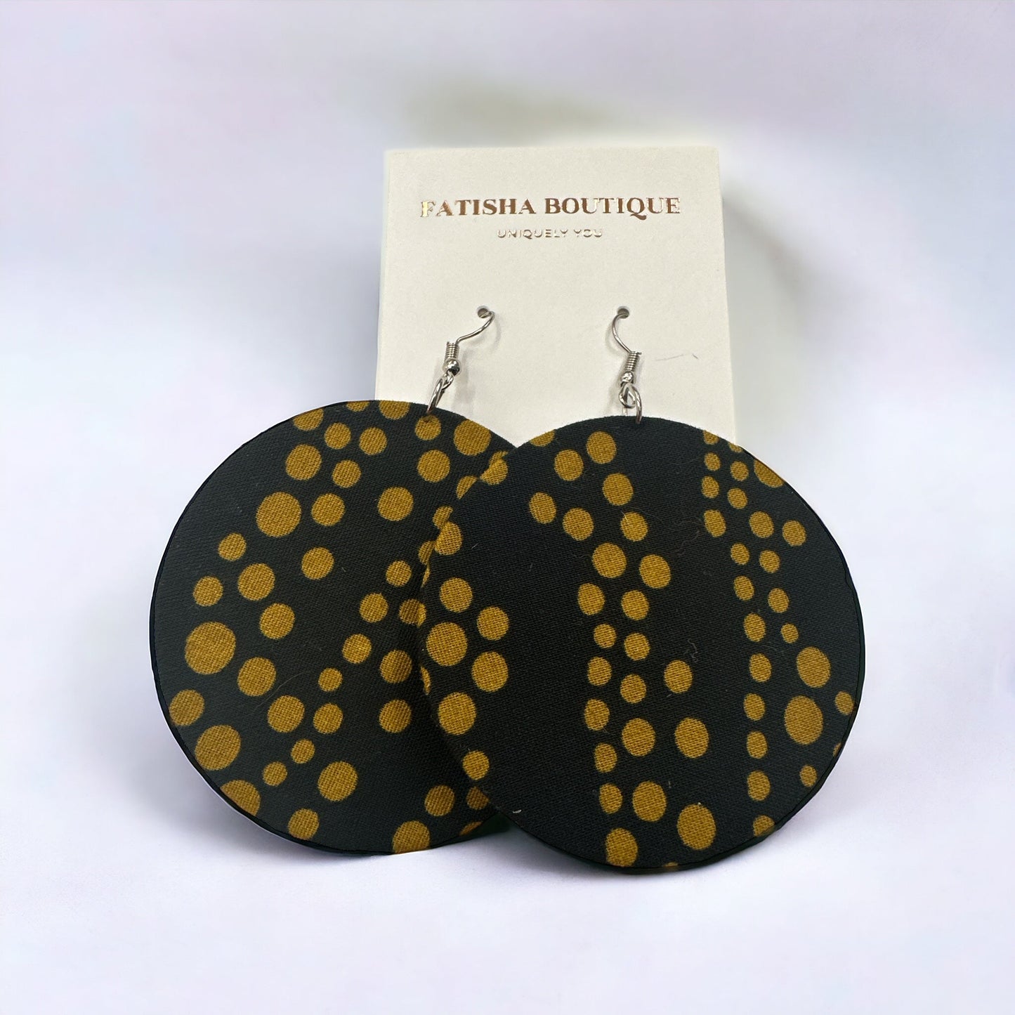 Lightweight African Printed Ankara Fabric Round Dangle Earrings - Fatisha Boutique
