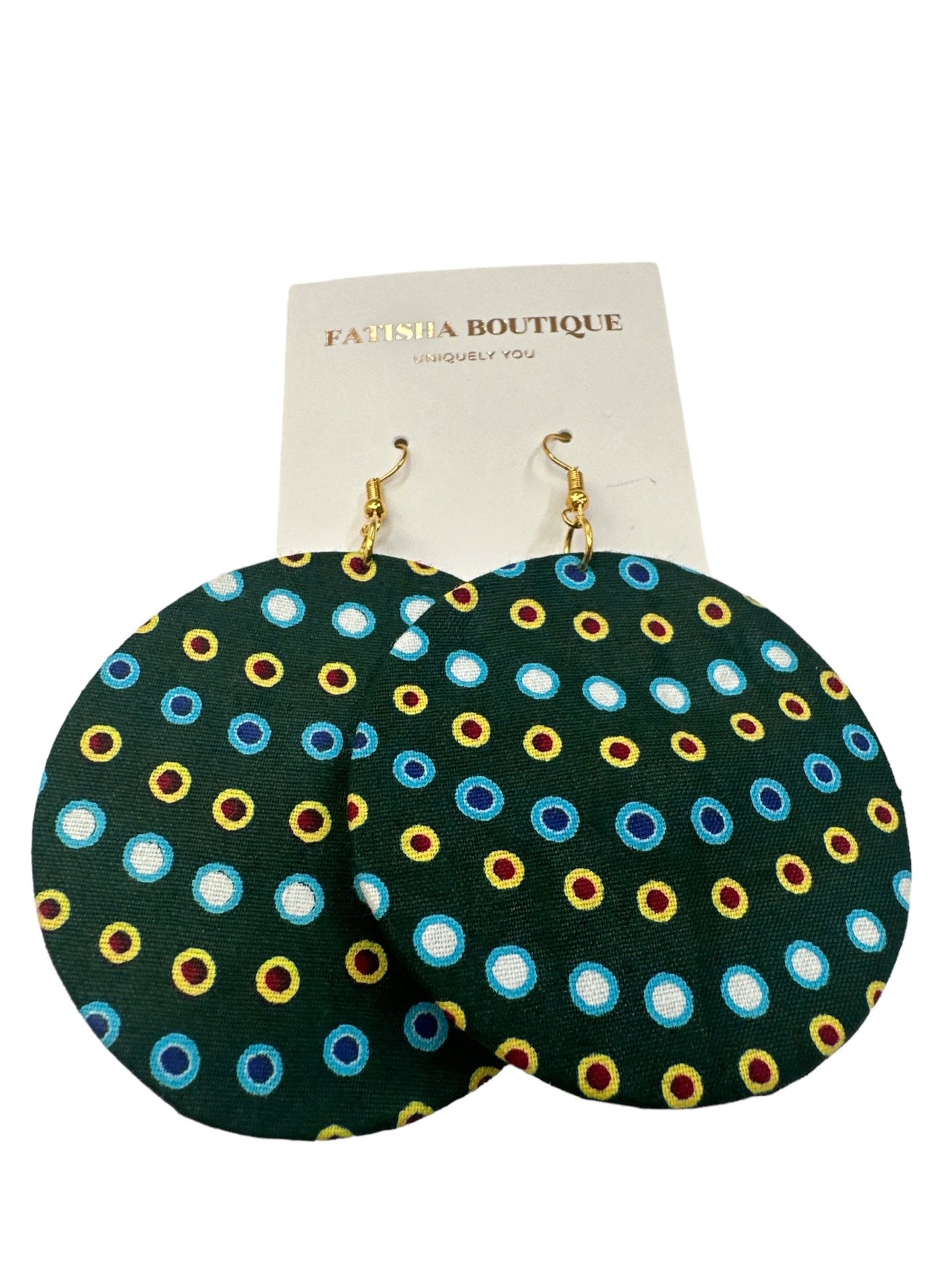 Lightweight African Printed Ankara Fabric Round Dangle Earrings - Fatisha Boutique