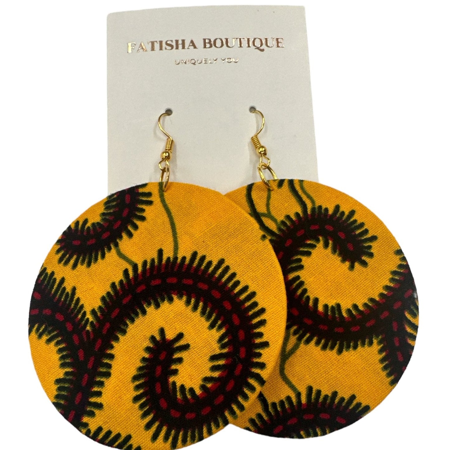 Lightweight African Printed Ankara Fabric Round Dangle Earrings - Fatisha Boutique
