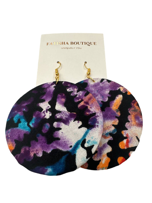 Lightweight African Printed Ankara Fabric Round Dangle Earrings - Fatisha Boutique