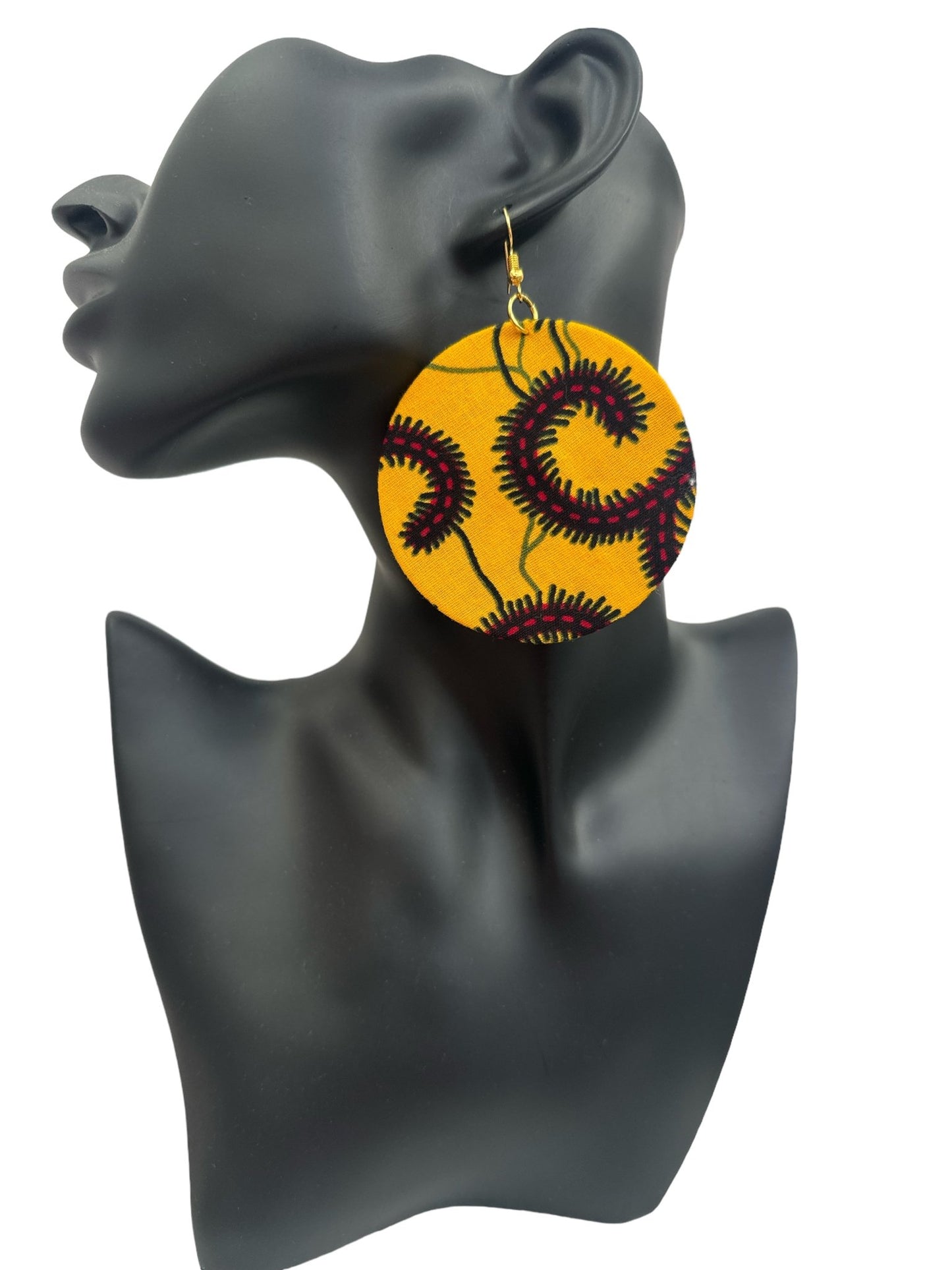 Lightweight African Printed Ankara Fabric Round Dangle Earrings - Fatisha Boutique