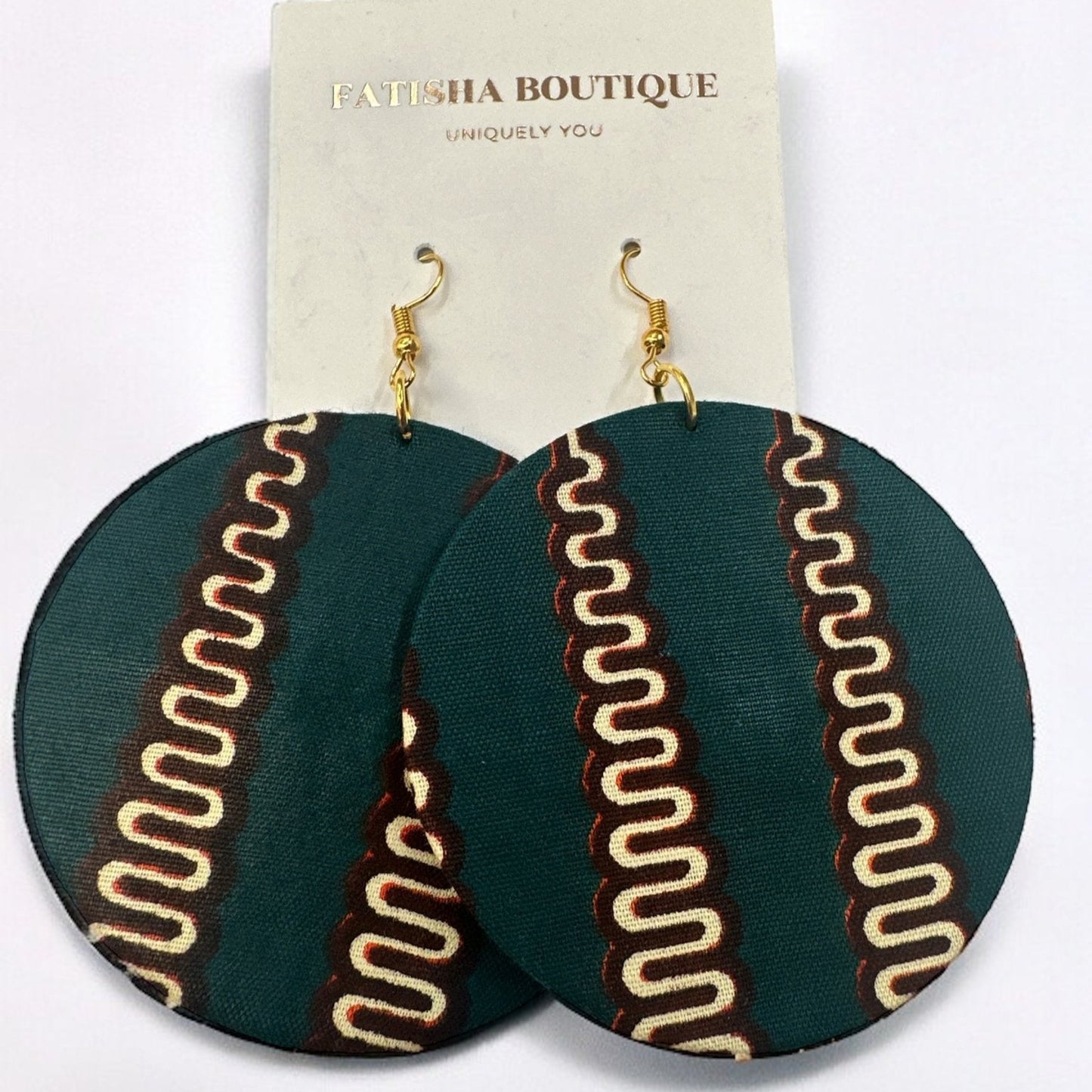 Lightweight African Printed Ankara Fabric Round Dangle Earrings - Fatisha Boutique