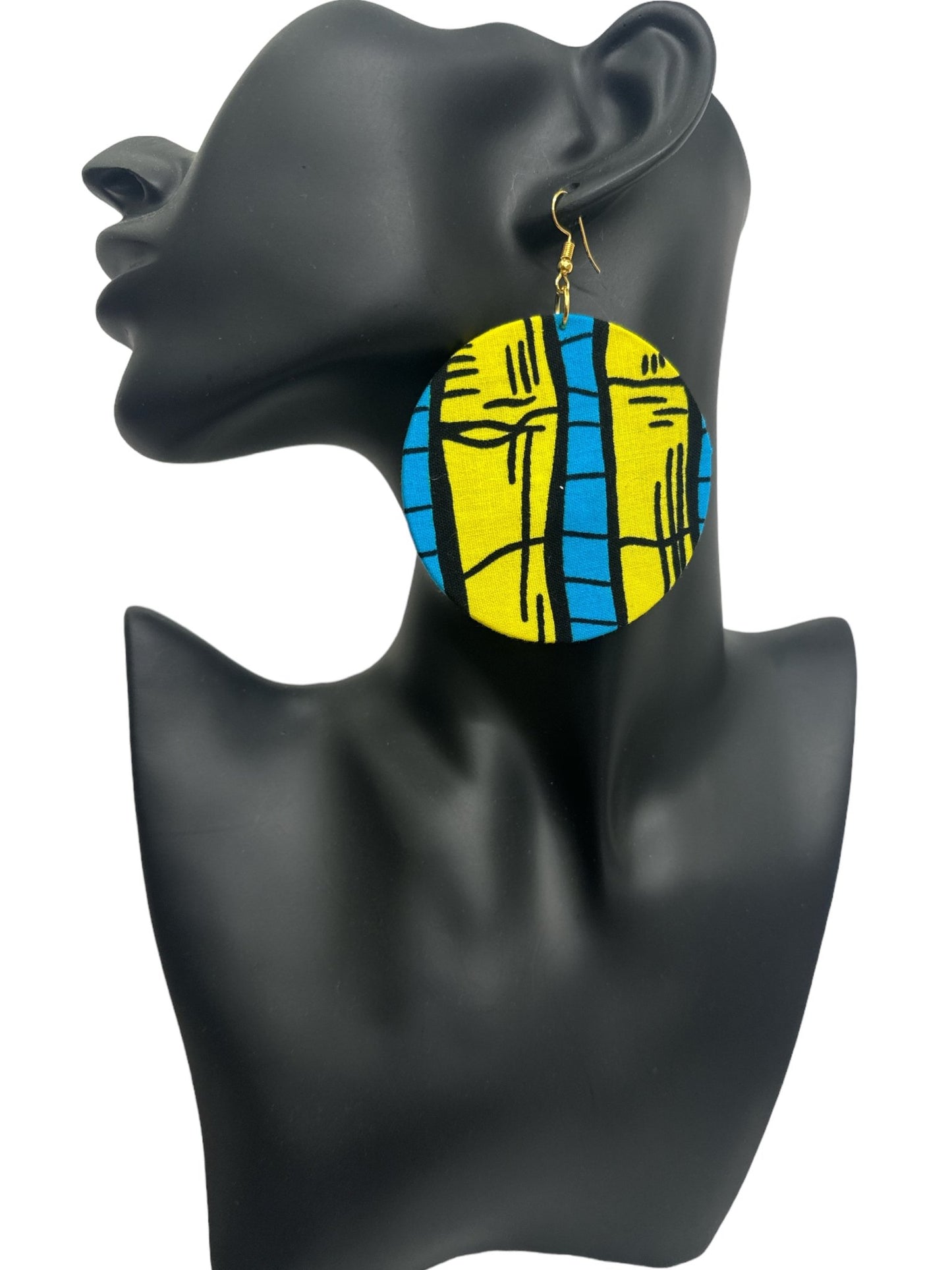 Lightweight African Printed Ankara Fabric Round Dangle Earrings - Fatisha Boutique
